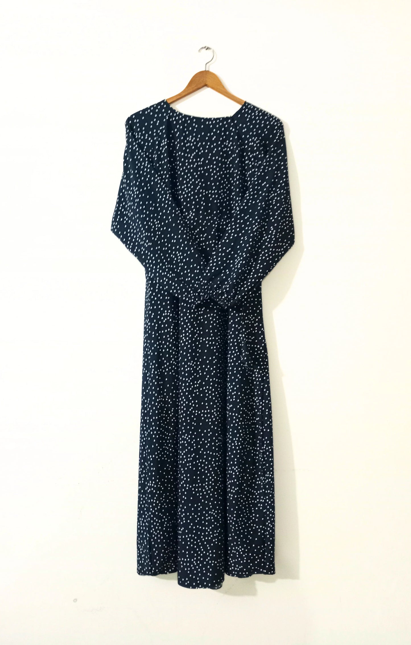 Polka Dot Bottle Green Abaya with Belt