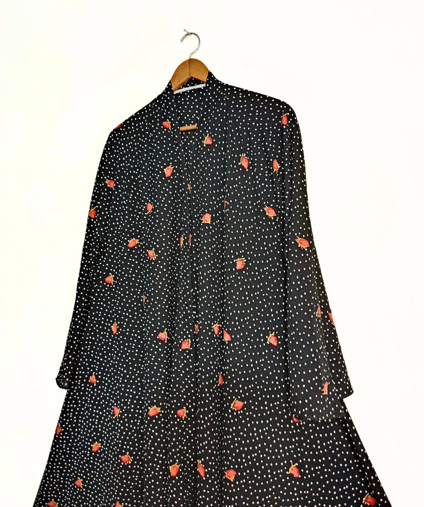 Night Rose Front Open Long Flair Abaya