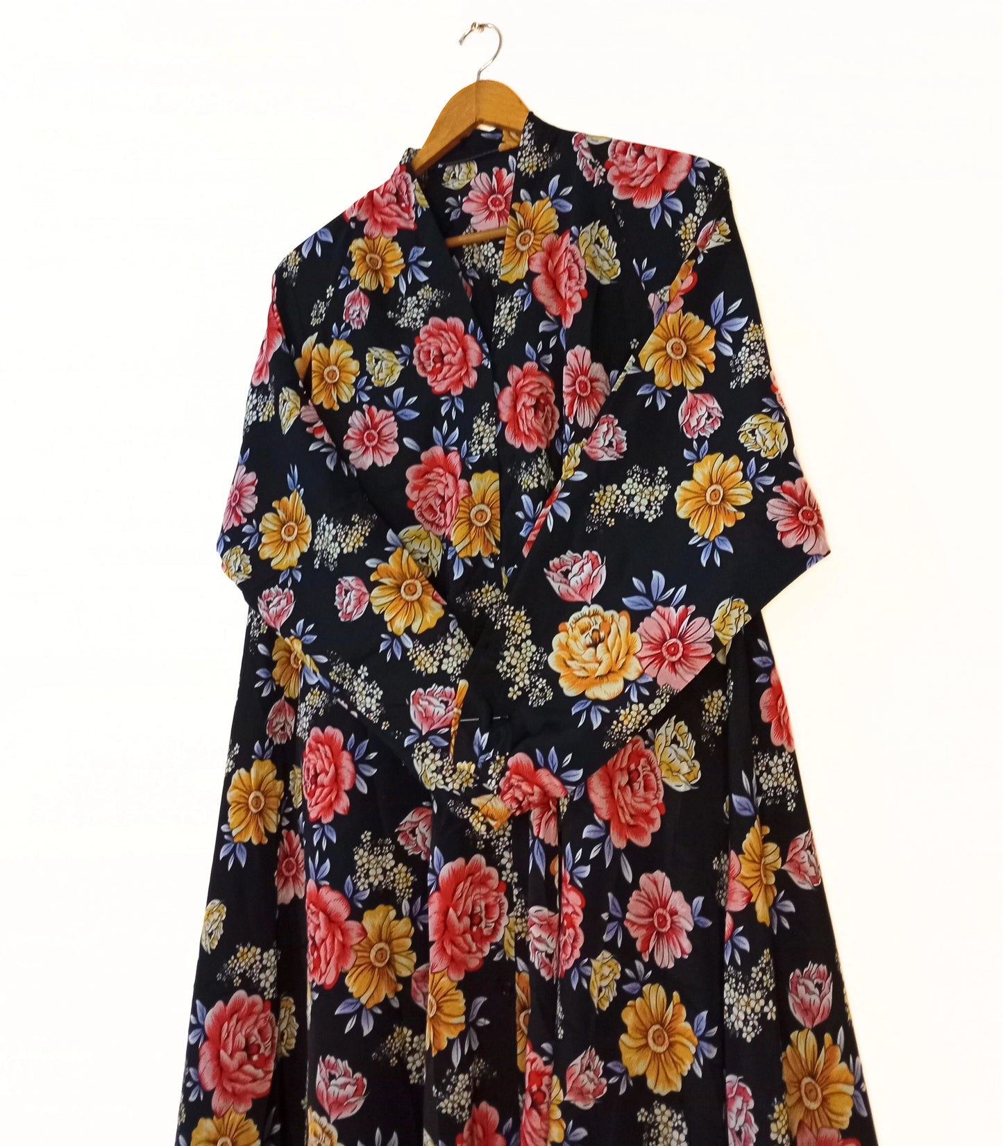 Floral Muse Front Open Long Flaired Abaya