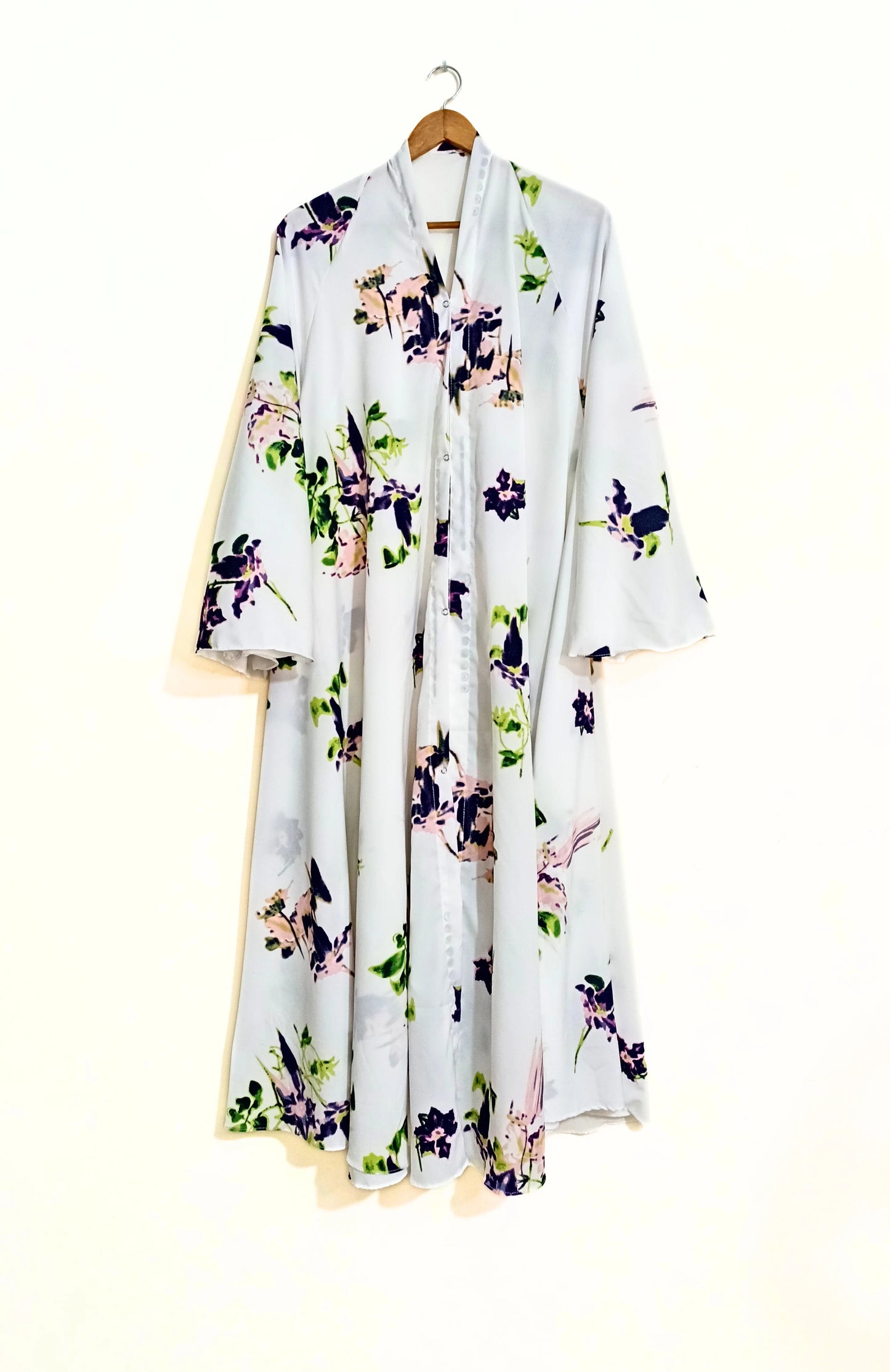 Purple Meadow Front Open Long Flared Abaya