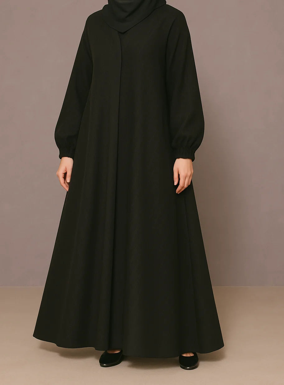 Front Open Black Zarri Abaya