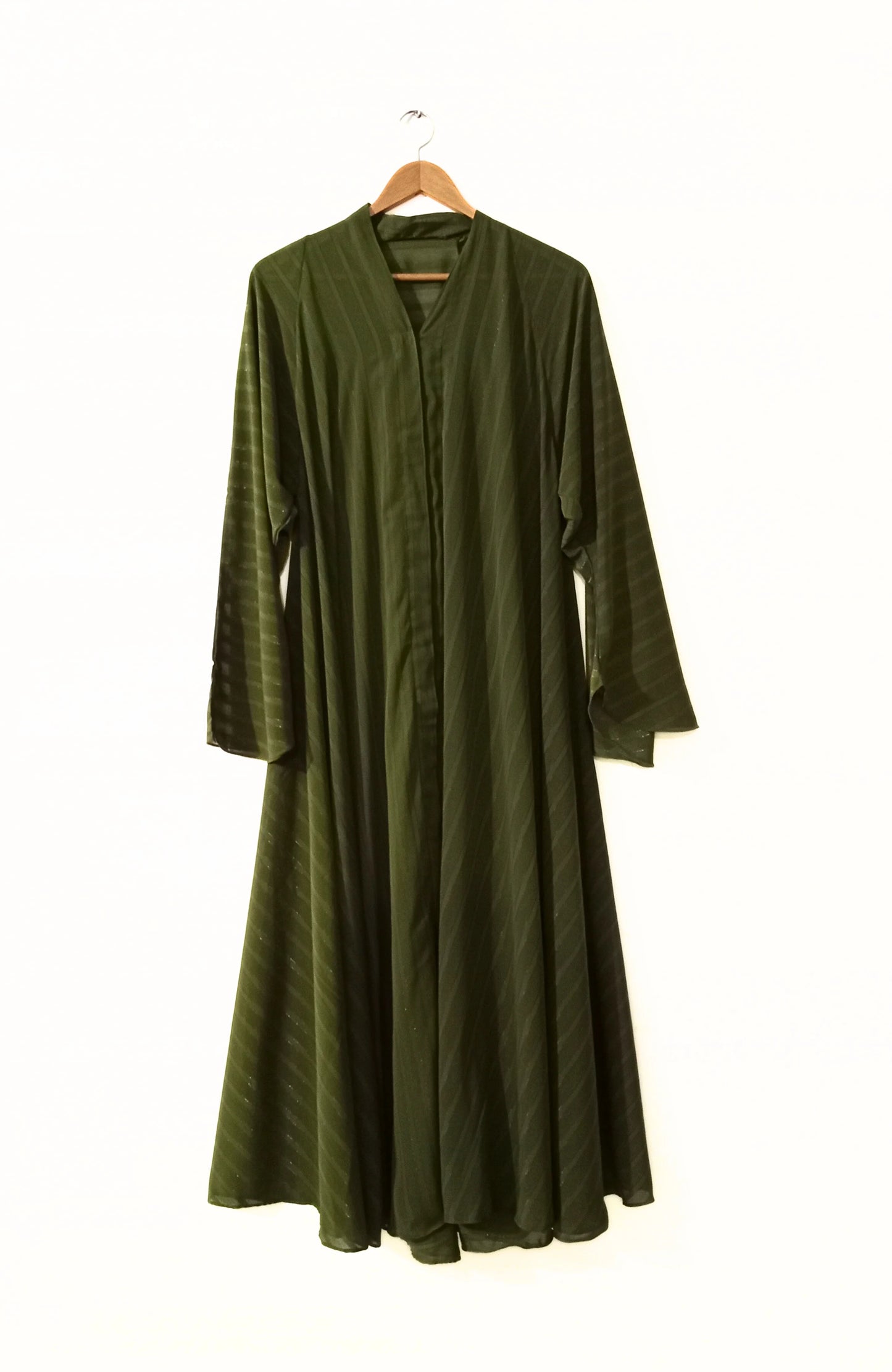 Front Open Olive Green Zarri Abaya