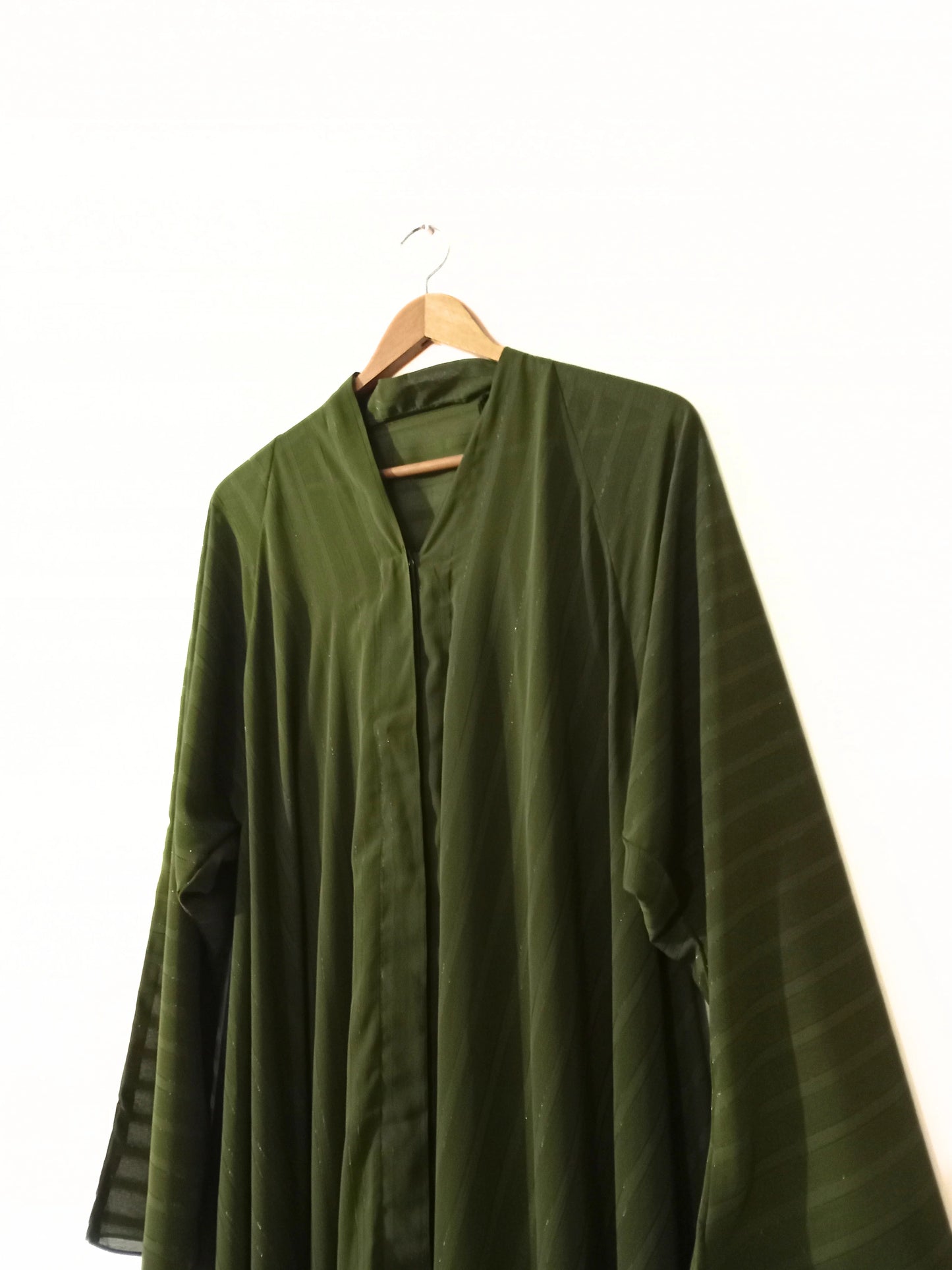 Front Open Olive Green Zarri Abaya