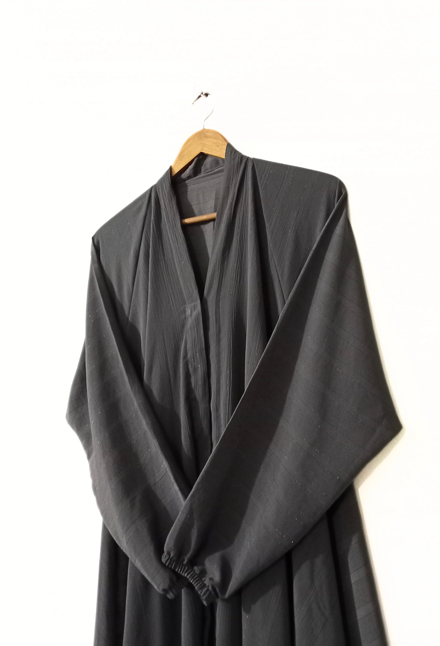 Light Grey Front Open Zarri Abaya