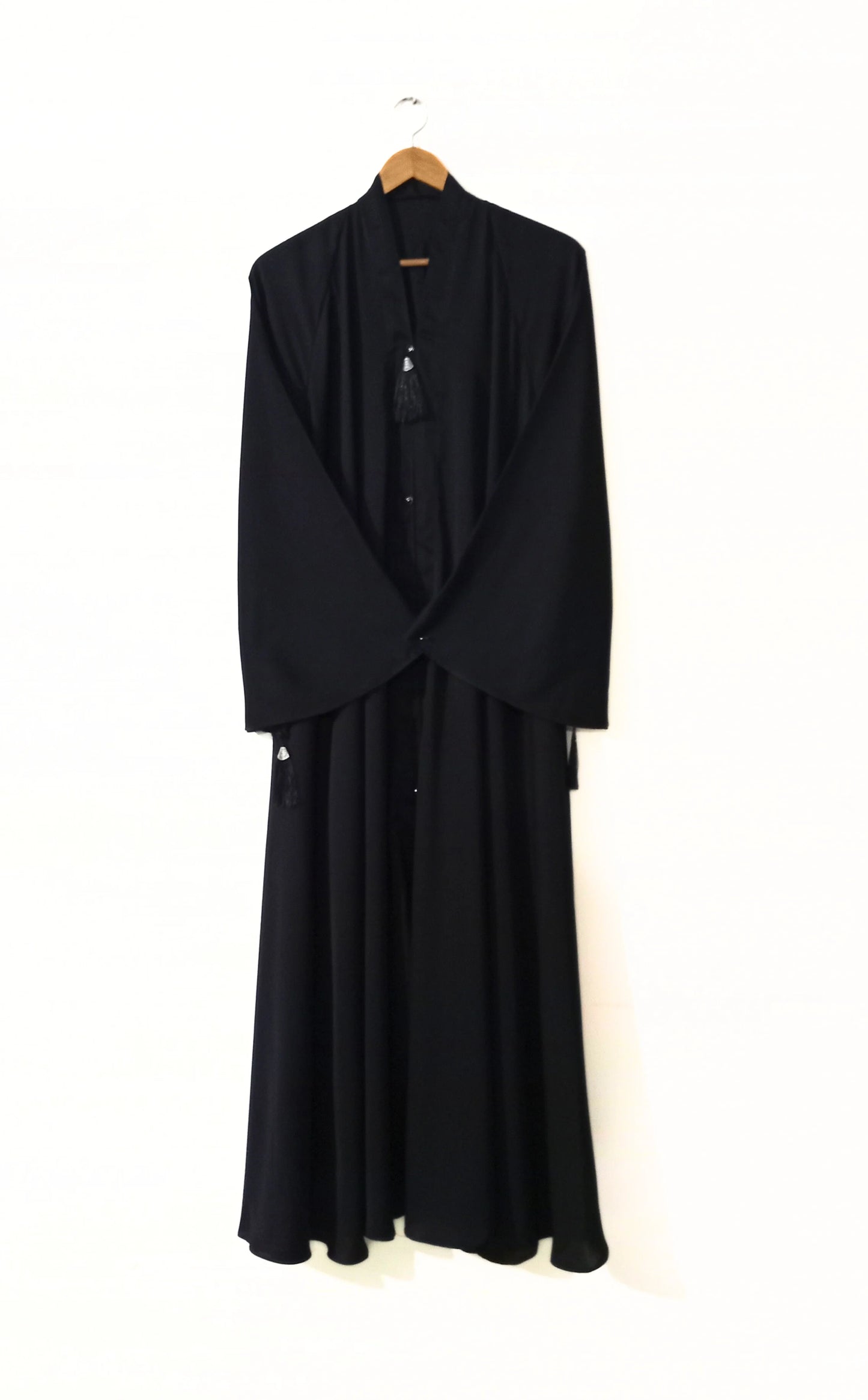 Black Aura Front Open Long Flair Nidha Abaya