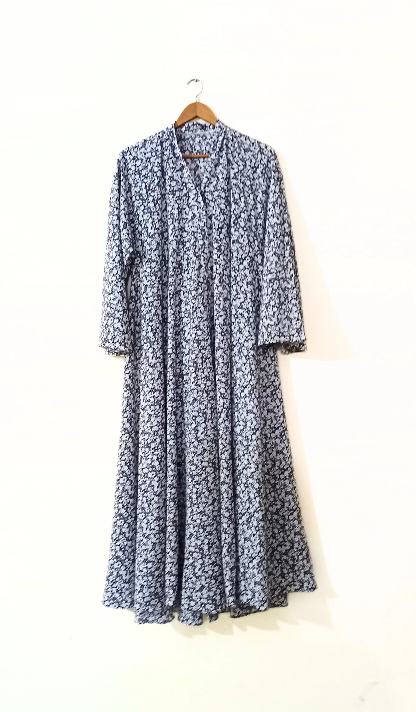 Midnight Petals Front Open Long Flair Abaya