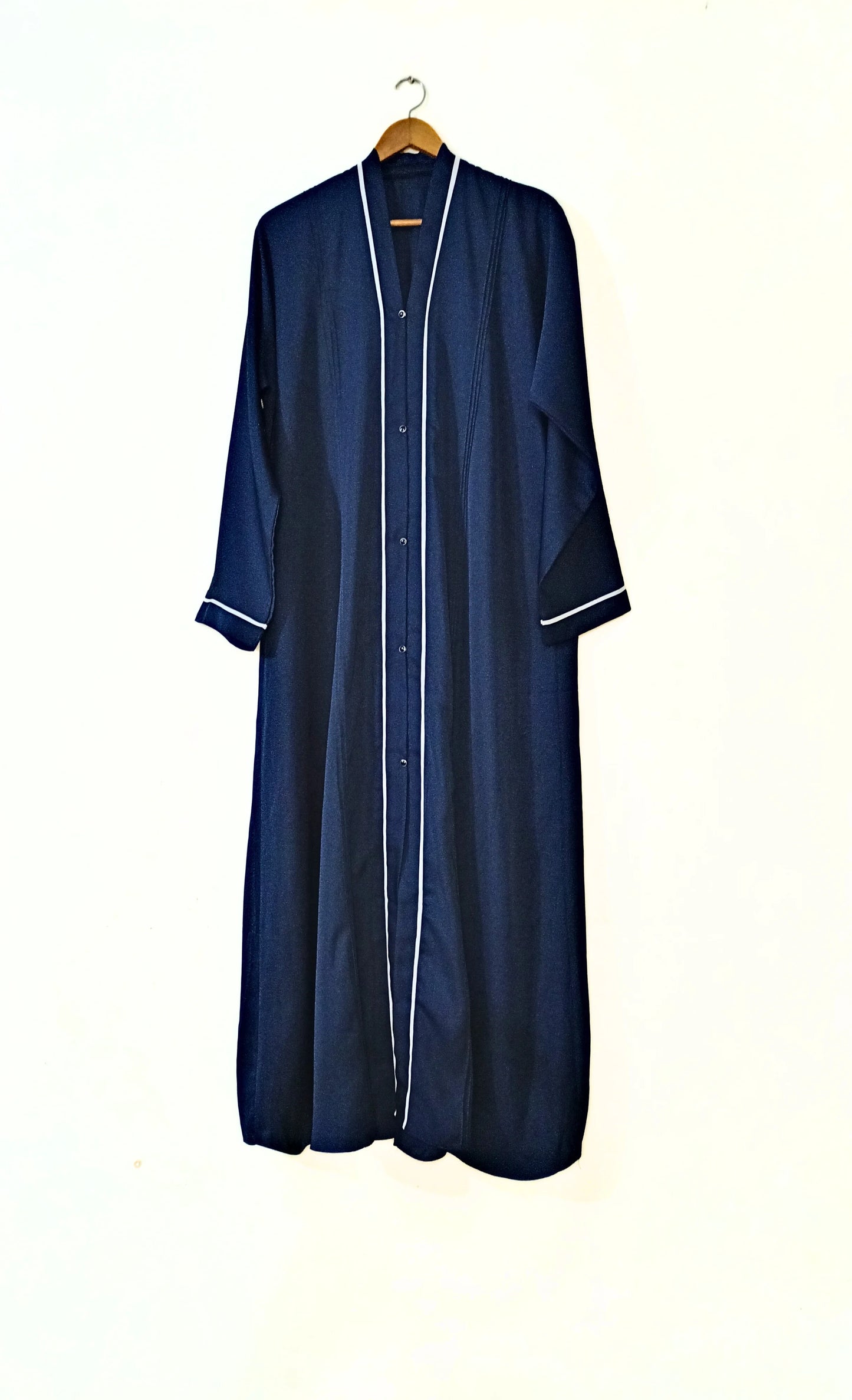 Dark Blue Nidha Abaya With White Lines