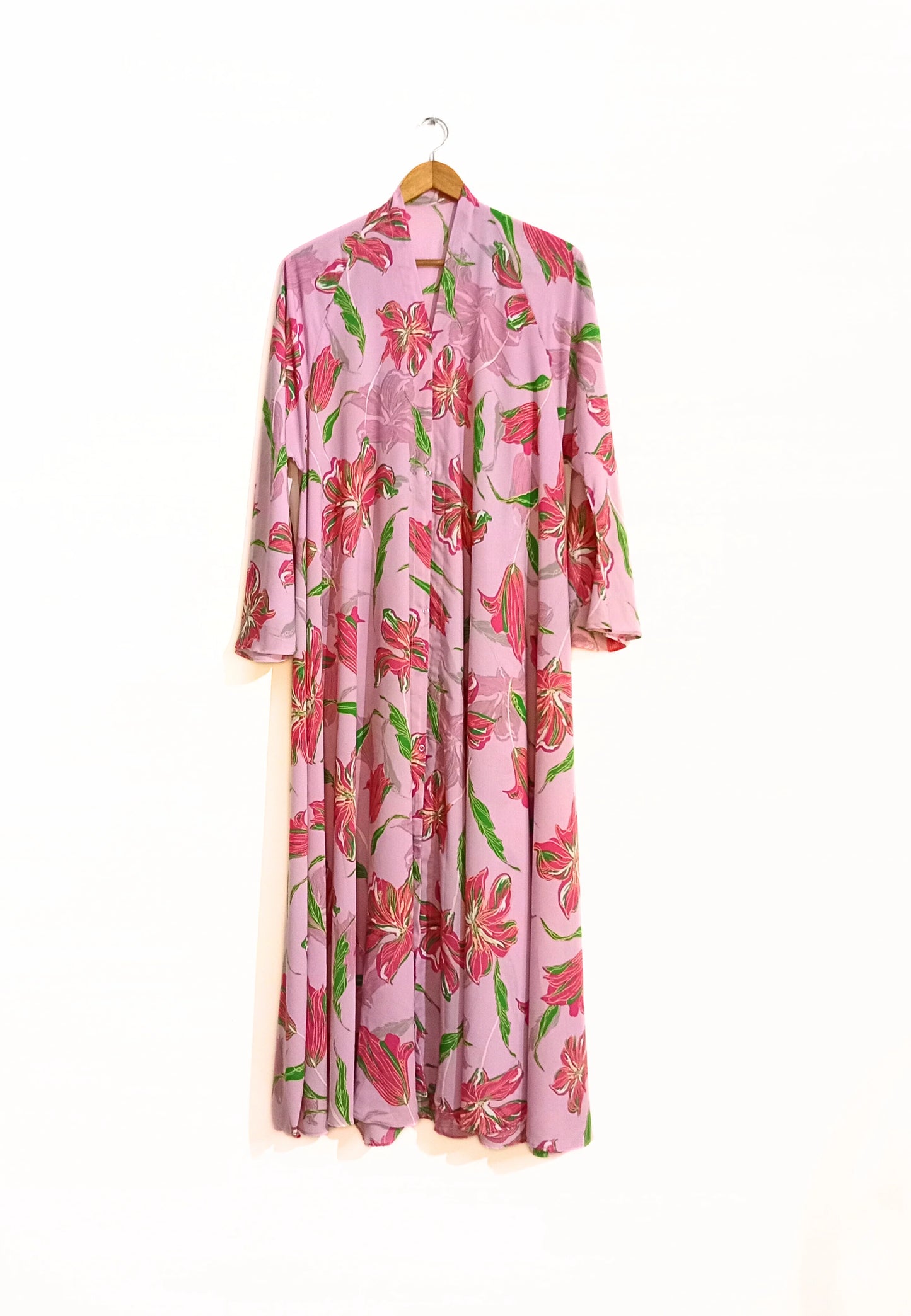 Pink Meadow Front Open Long Flair Abaya