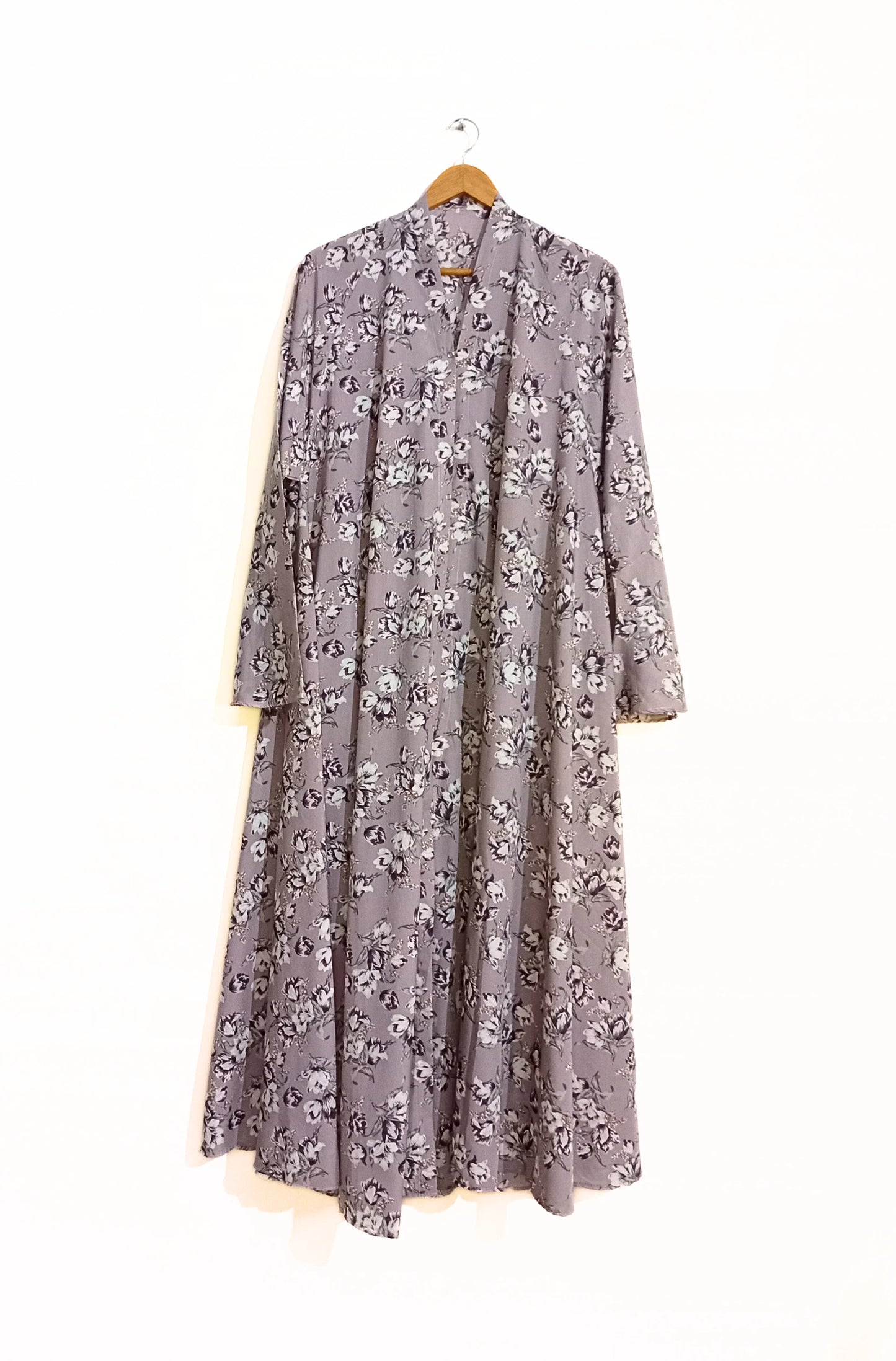 Moon Petals Front Open Long Flair Abaya