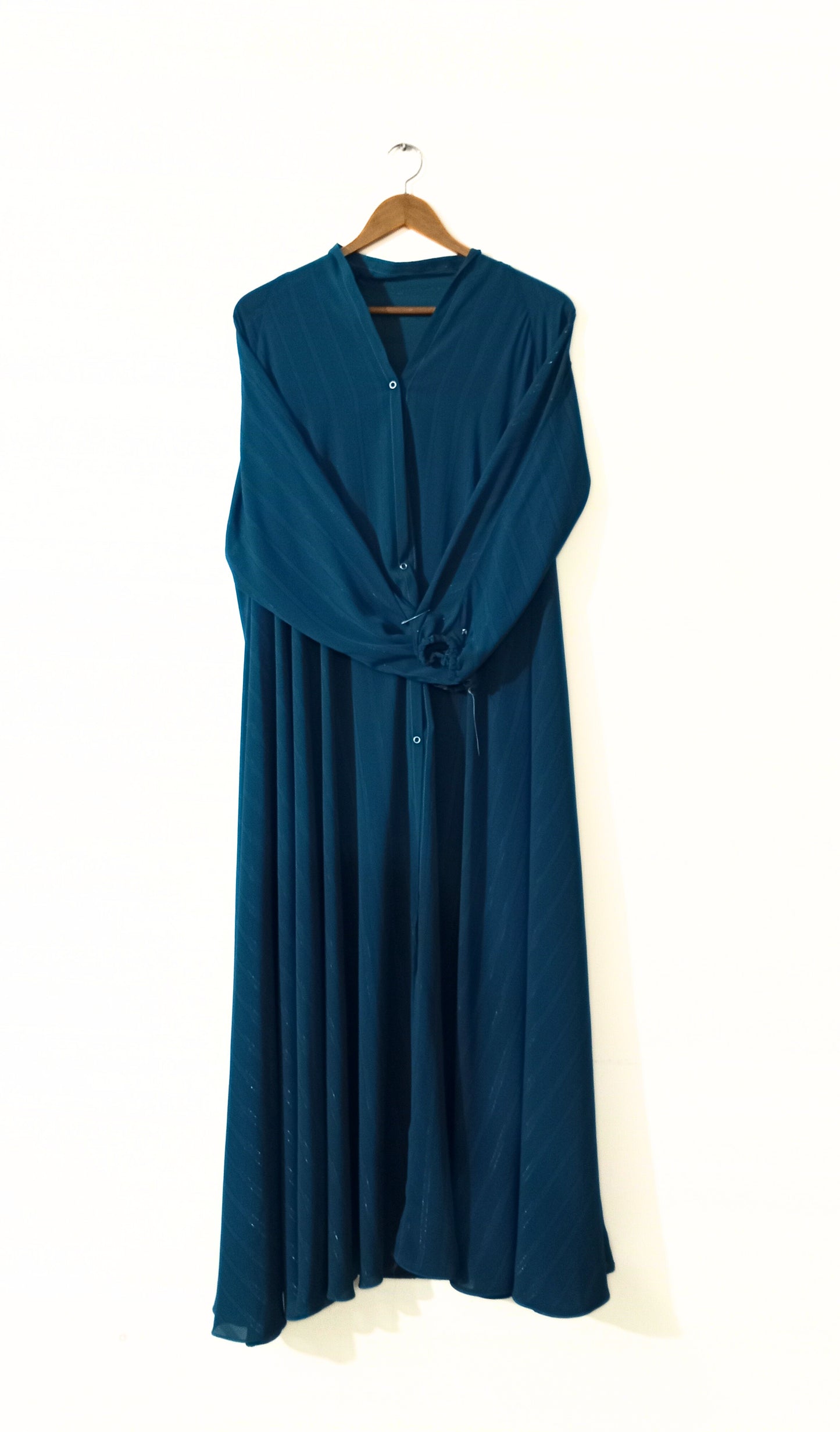 Front Open Zarri Abaya- Zinc