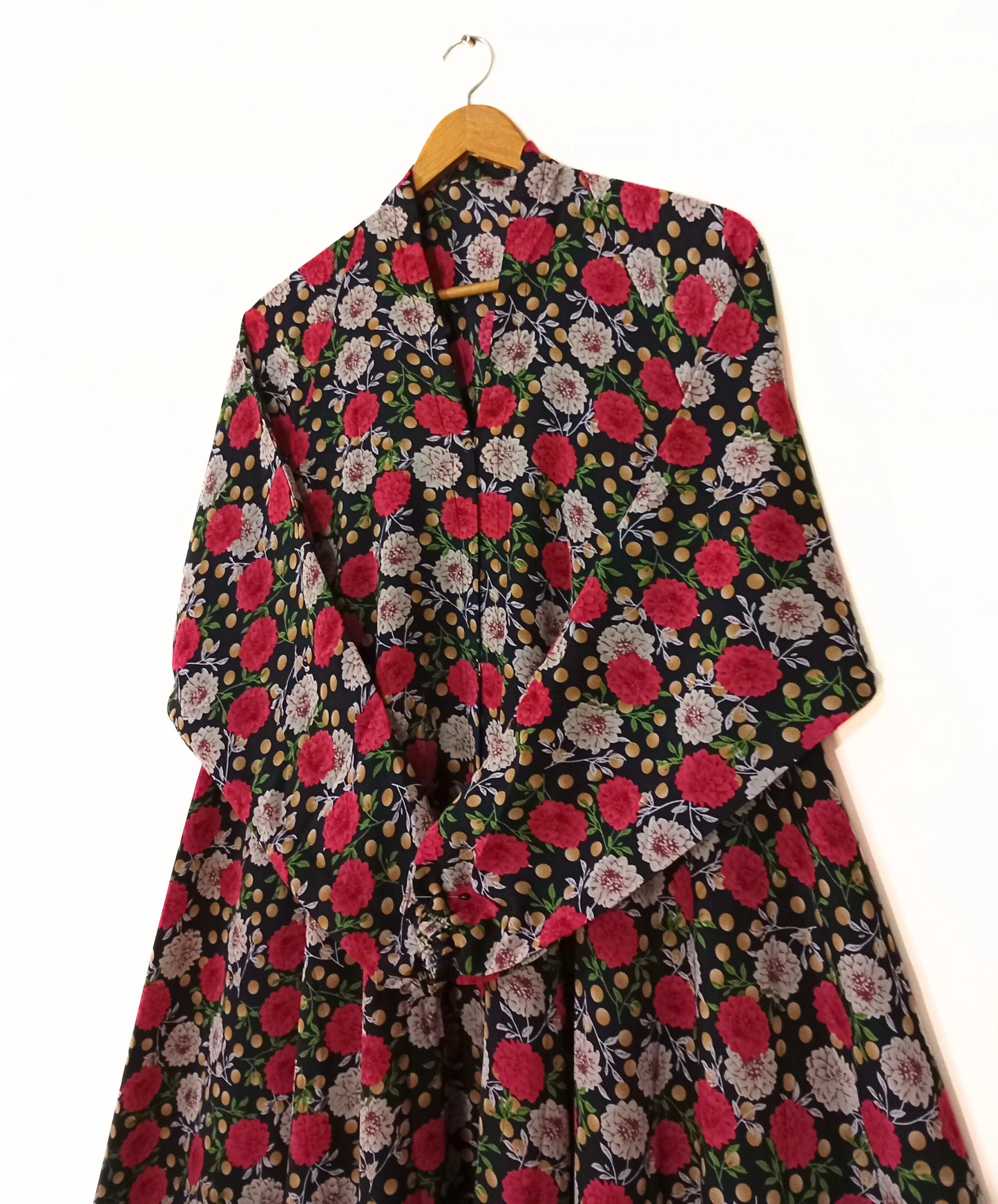Midnight Rose Front Open Long Flared Abaya