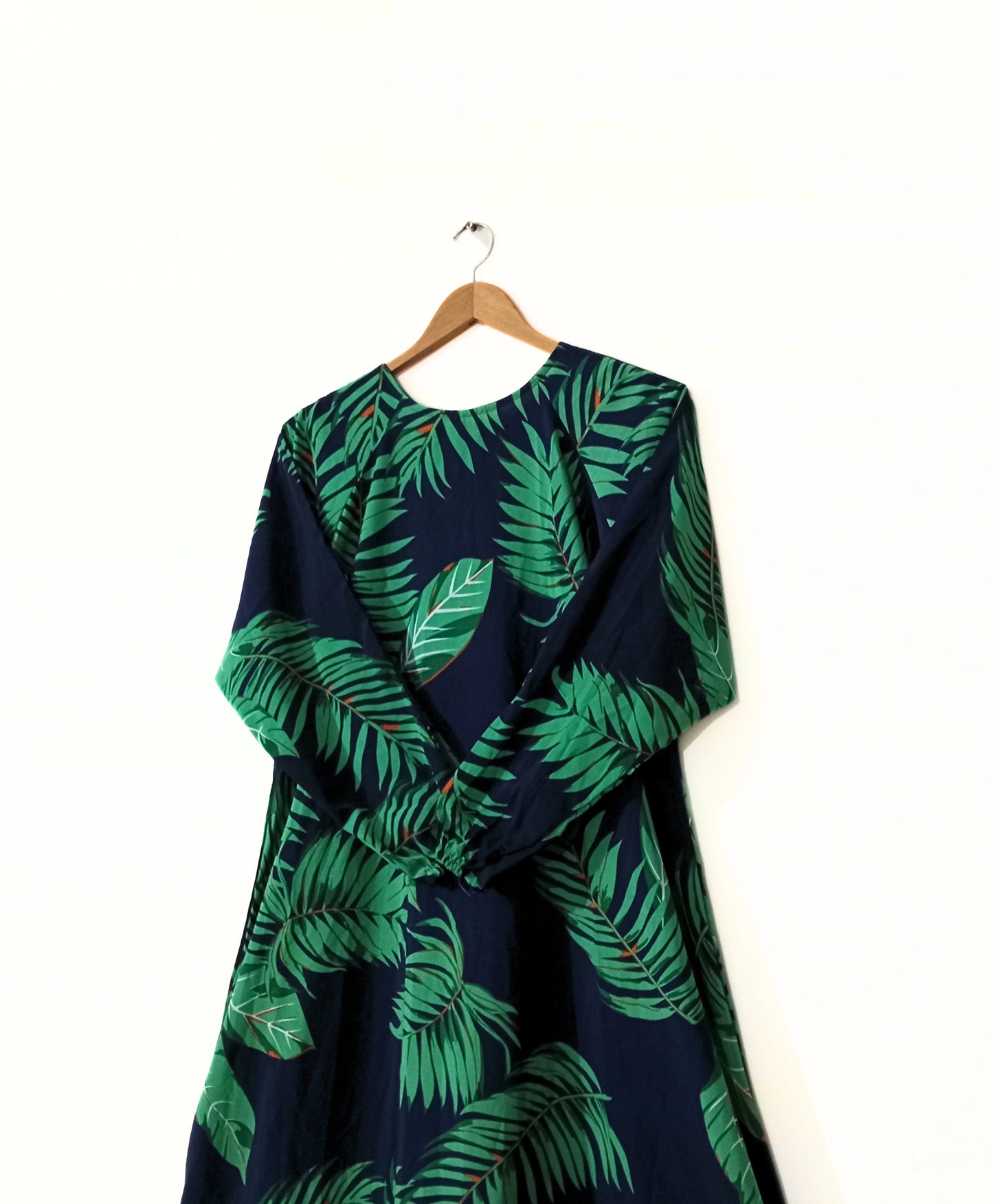 Tropical Leaf Print Maxi Abaya