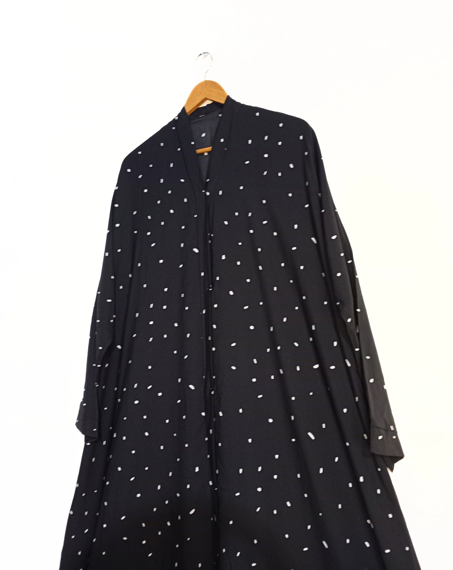 Polka Noir Front Open Abaya