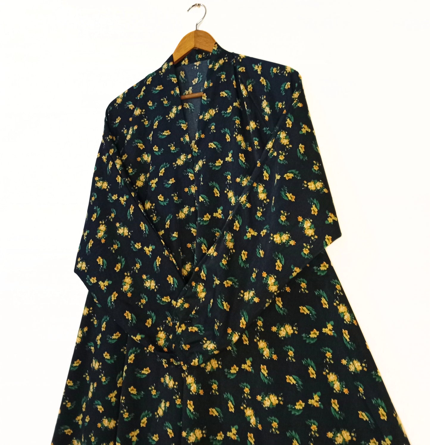 Black Amber Front Open Long Flair Abaya