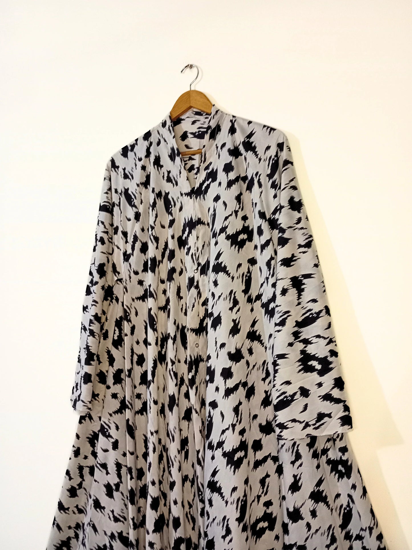 Black Mist Front Open Long Flair Abaya