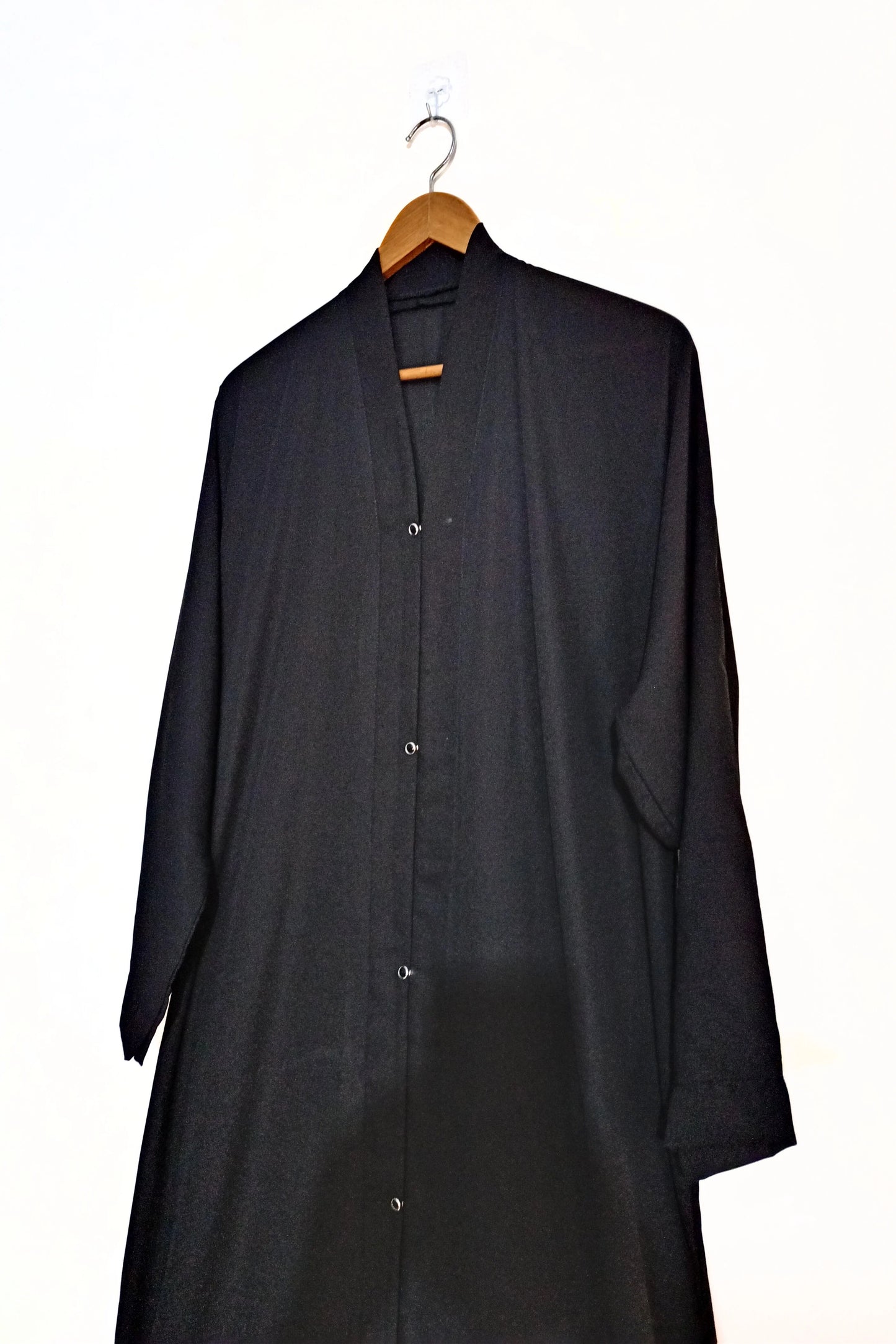 Regal Black Front Open Abaya With Pockets