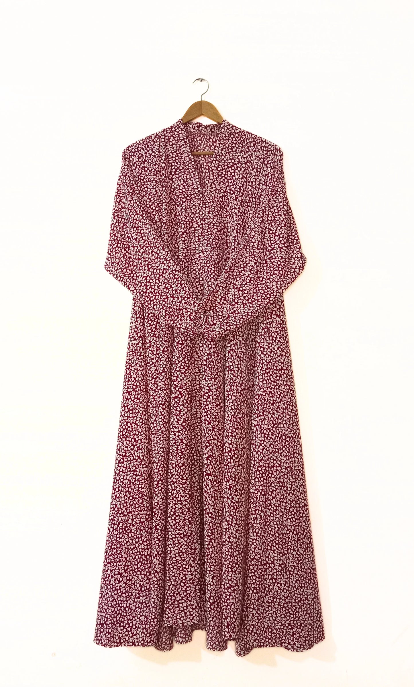 Berry Bloom Front Open Long Flair Abaya