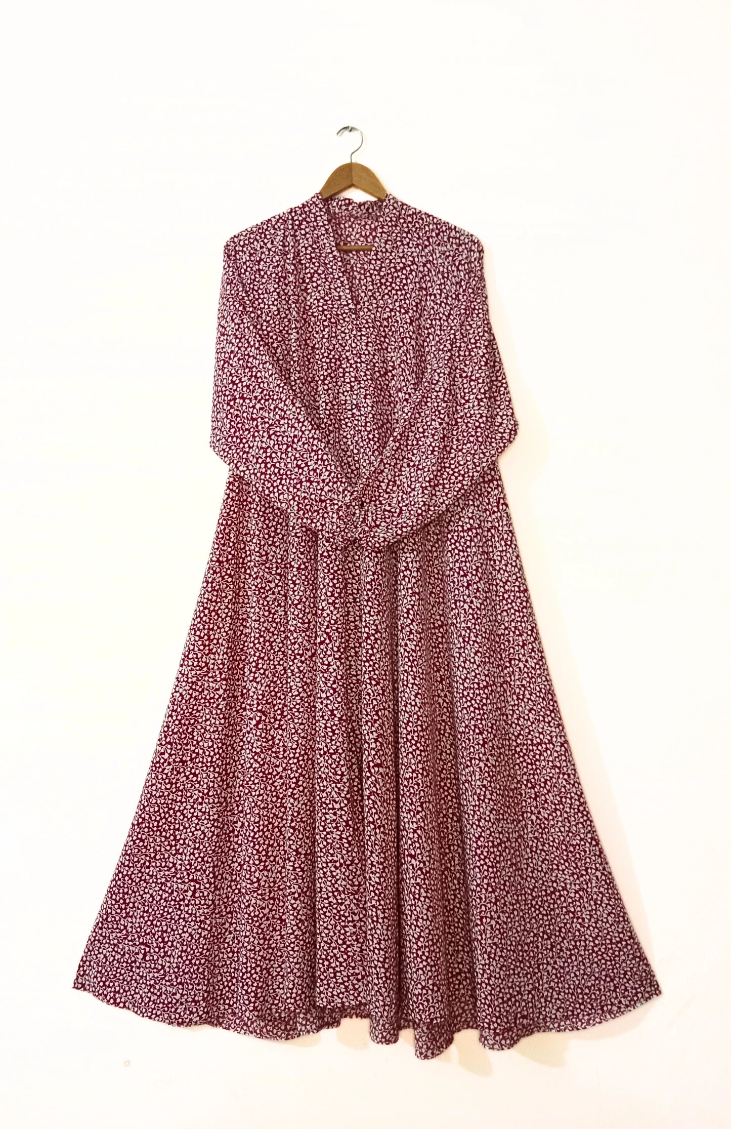 Berry Bloom Front Open Long Flair Abaya