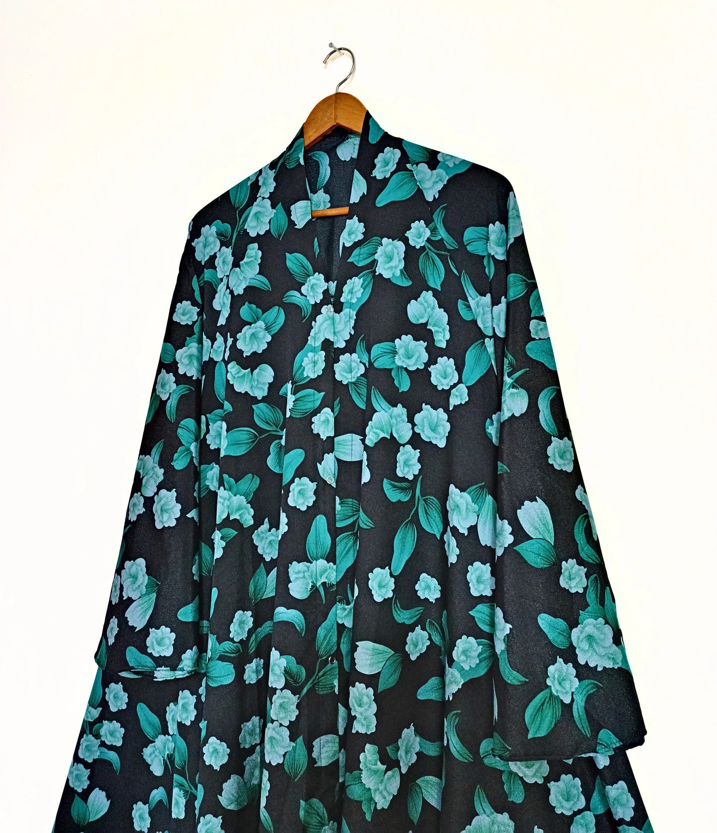Jade Elegance Front Open Long Flair Abaya