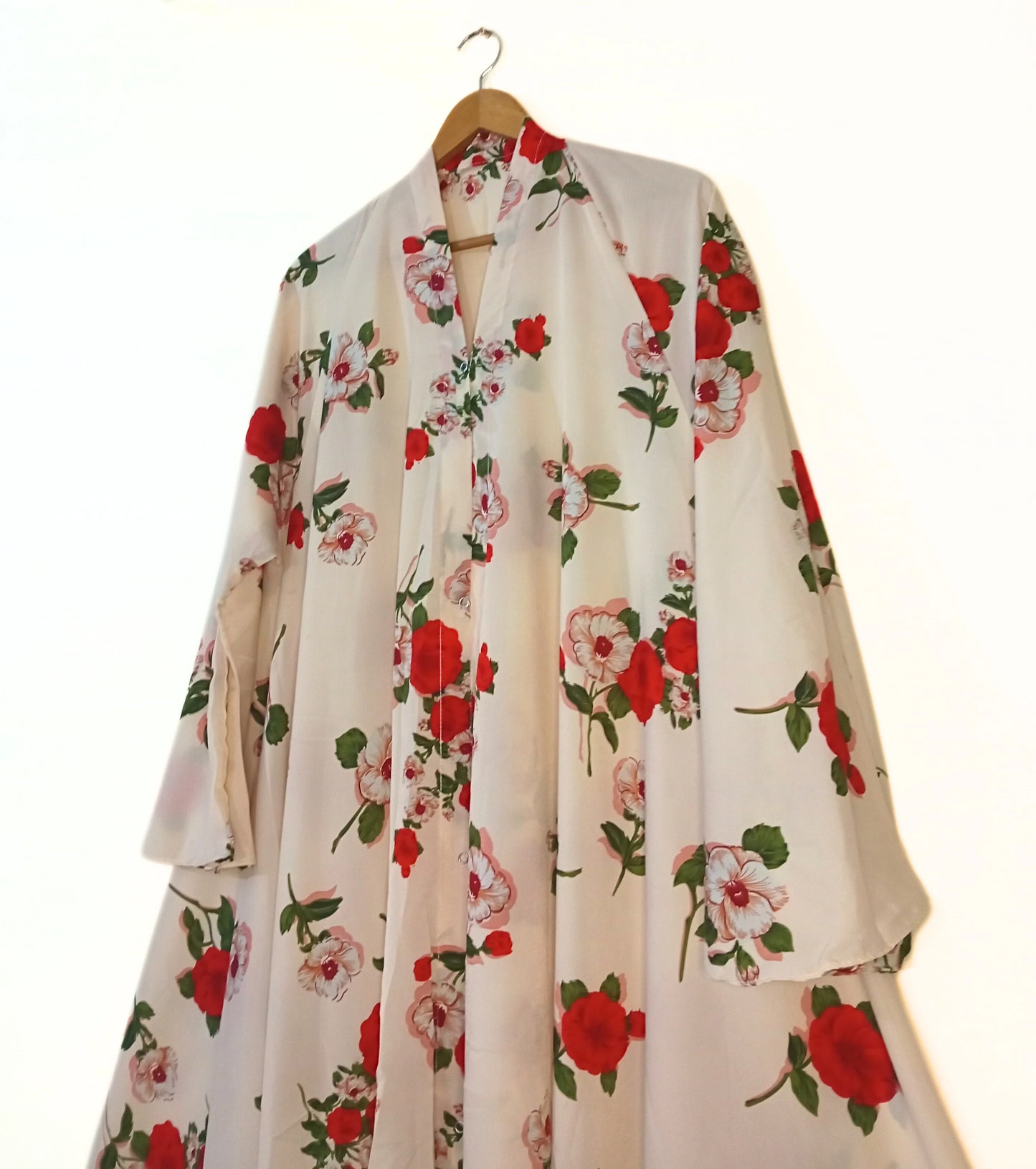 Island Flower Front Open Long Flared Abaya