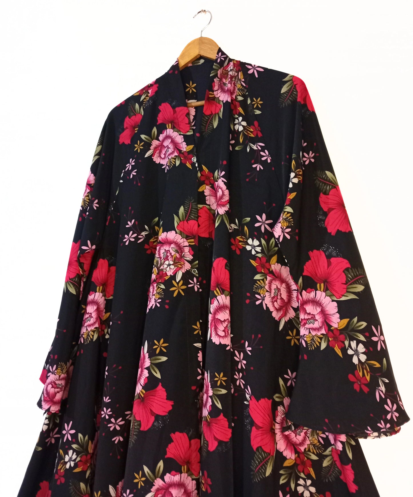 Rosella Charm Front Open Long Flair Abaya