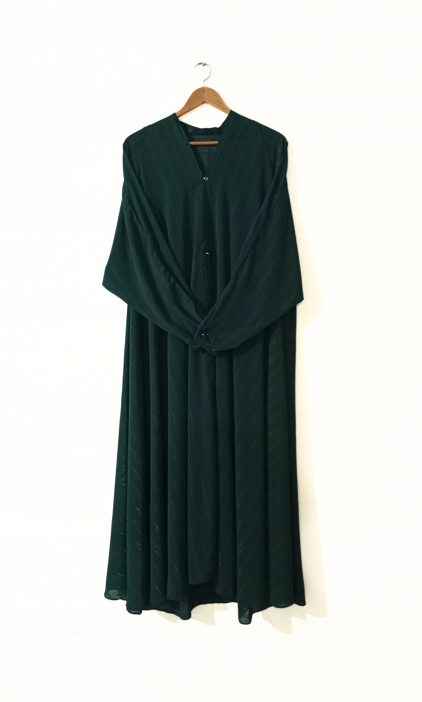 Bottle Green Front Open Zarri Abaya