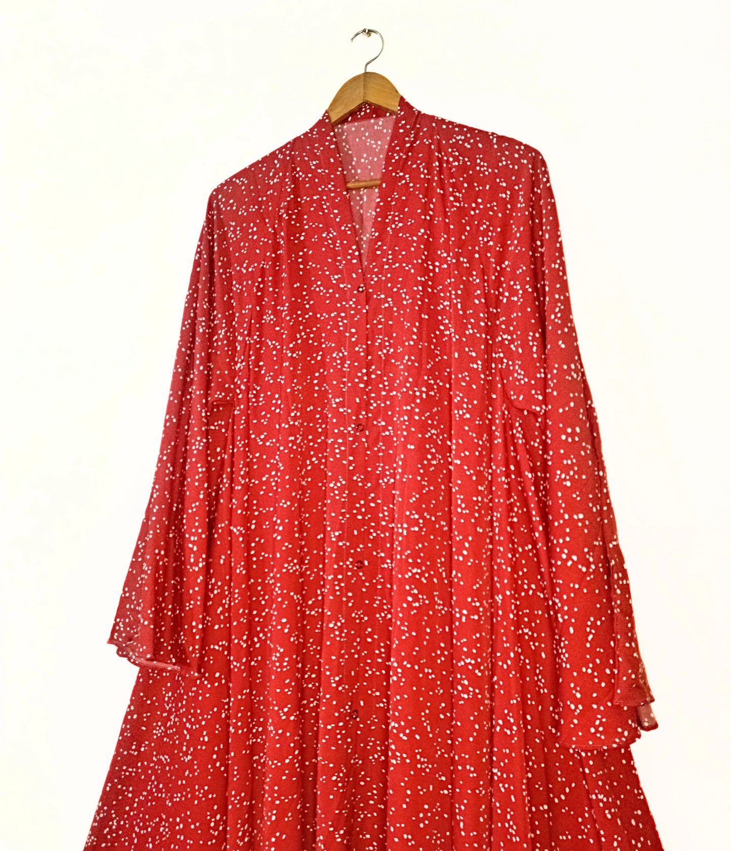 Red Blossom Front Open Long Flair Abaya