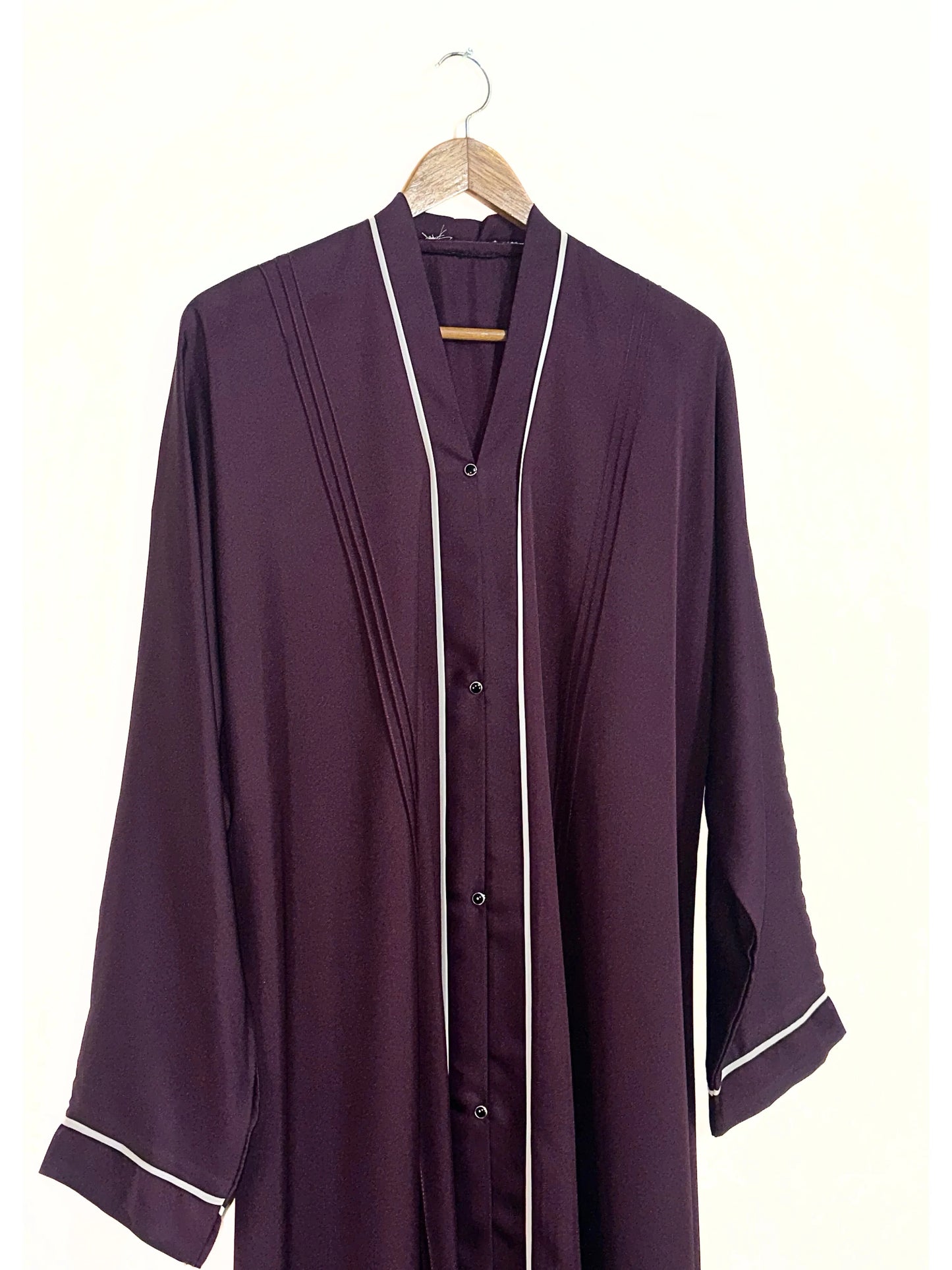 Dark Purple Nidha Abaya With White Lines