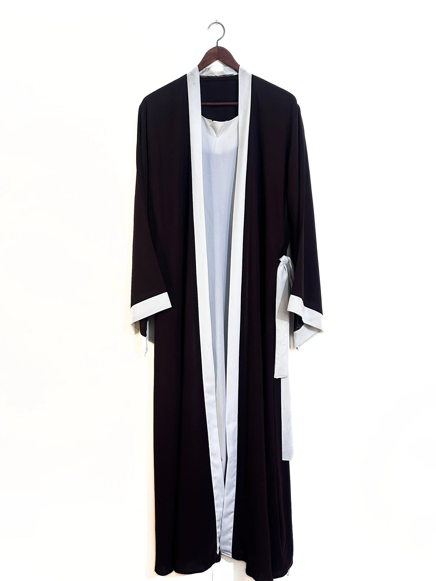 Gown Style Abaya With Attached Inner - Dark Brown