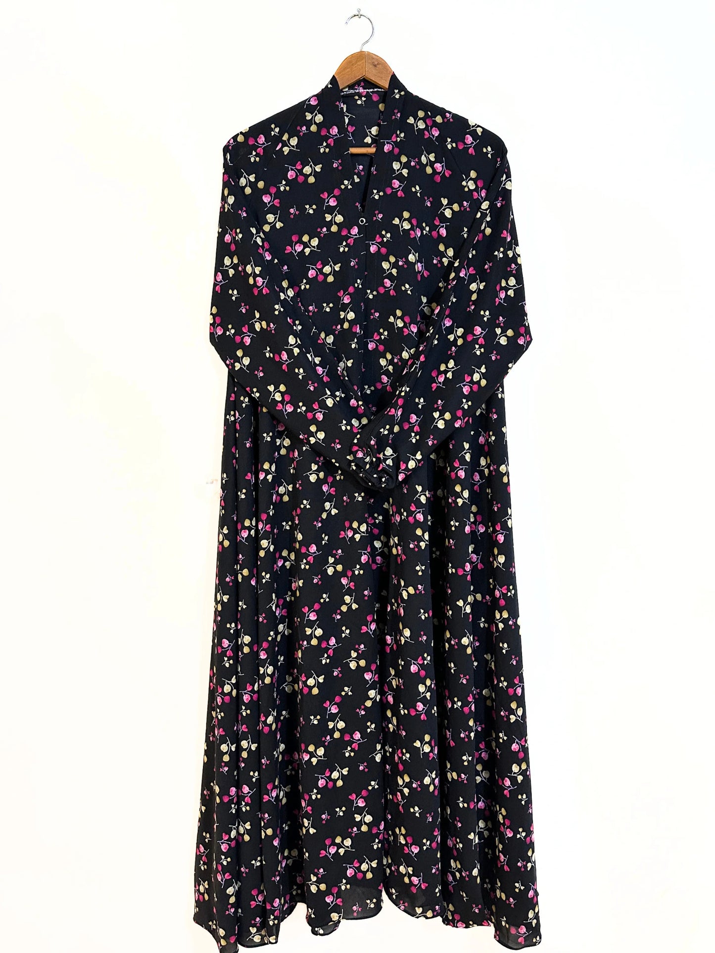 Midnight Berry Front Open Long Flair Abaya
