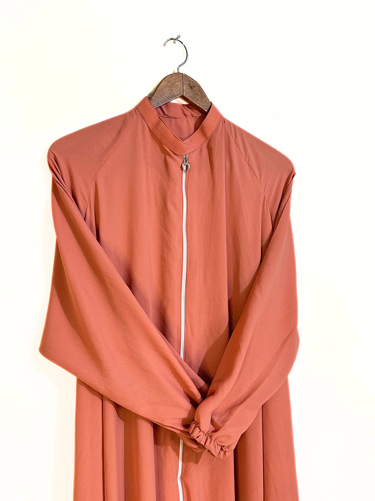 Zipper Style Abaya-Peach Colour