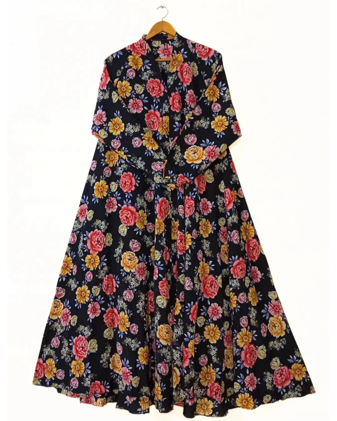 Floral Muse Front Open Long Flaired Abaya