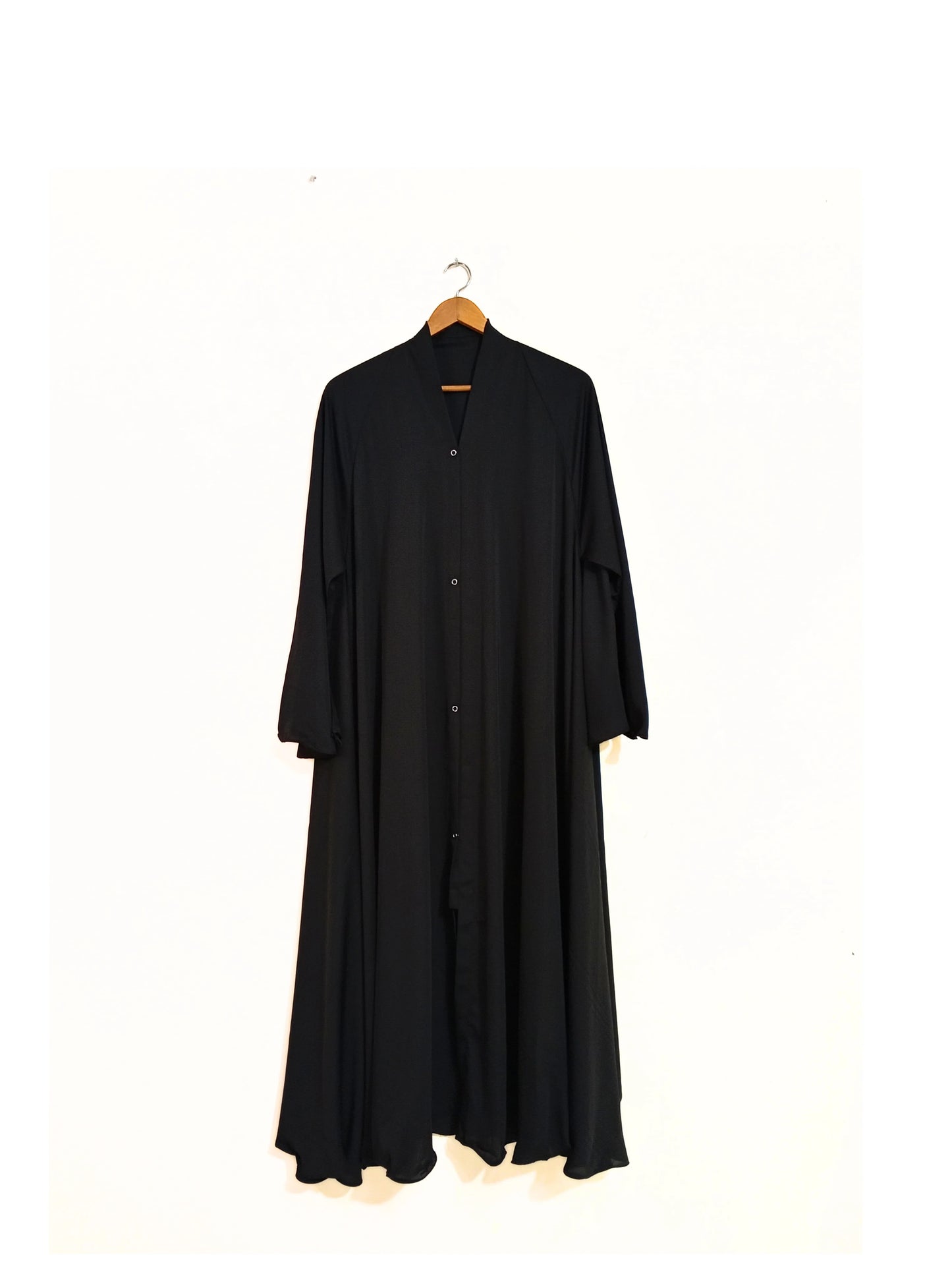 Black Front Open Long Flair Abaya