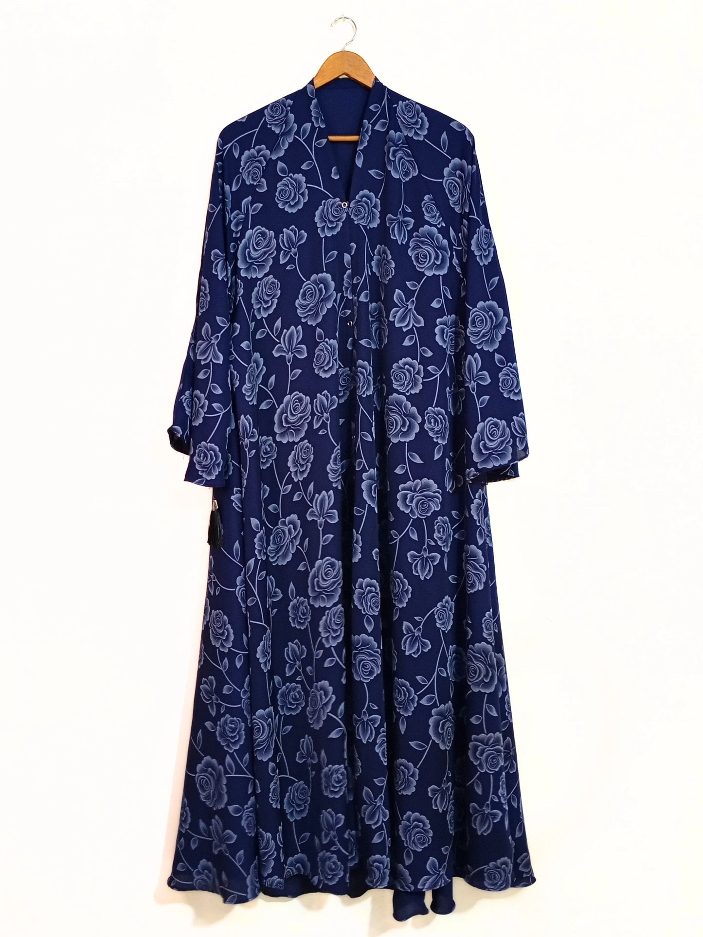 Ocean Flower Front Open Printed Nidha Abaya