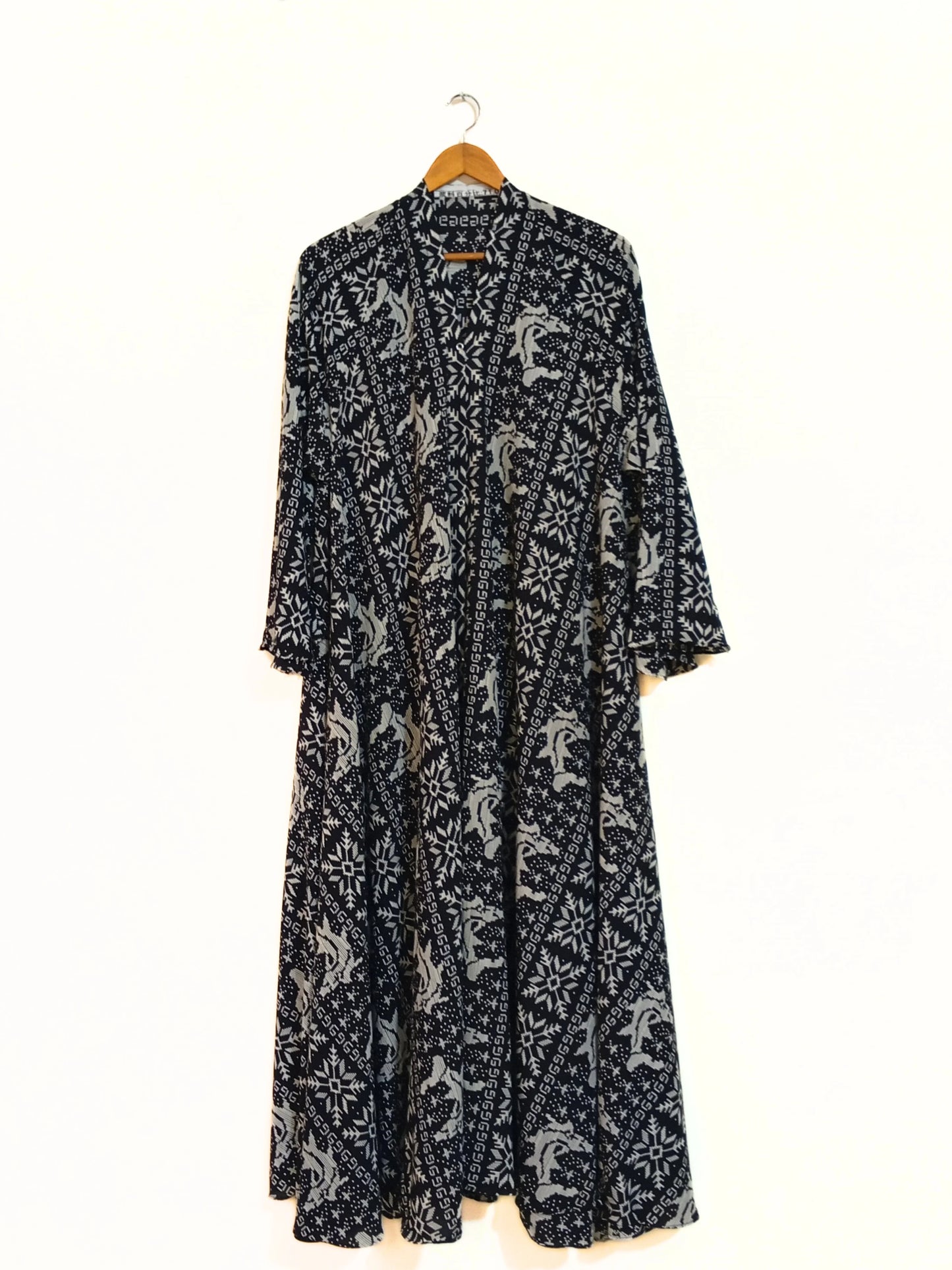 Frost Pattern Front Open Long Flair Abaya