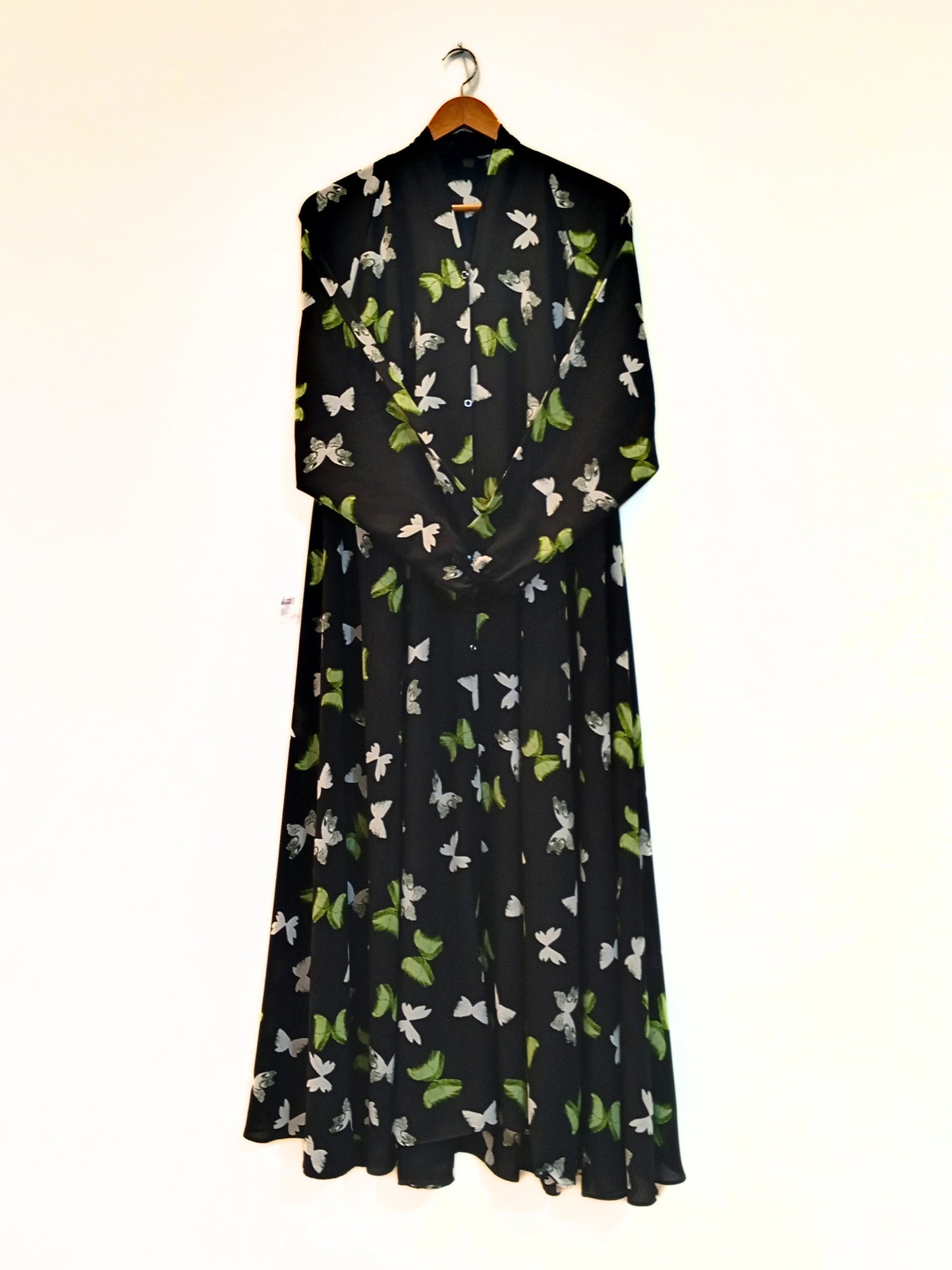 Emerald Flutter Front Open Long Flair Abaya