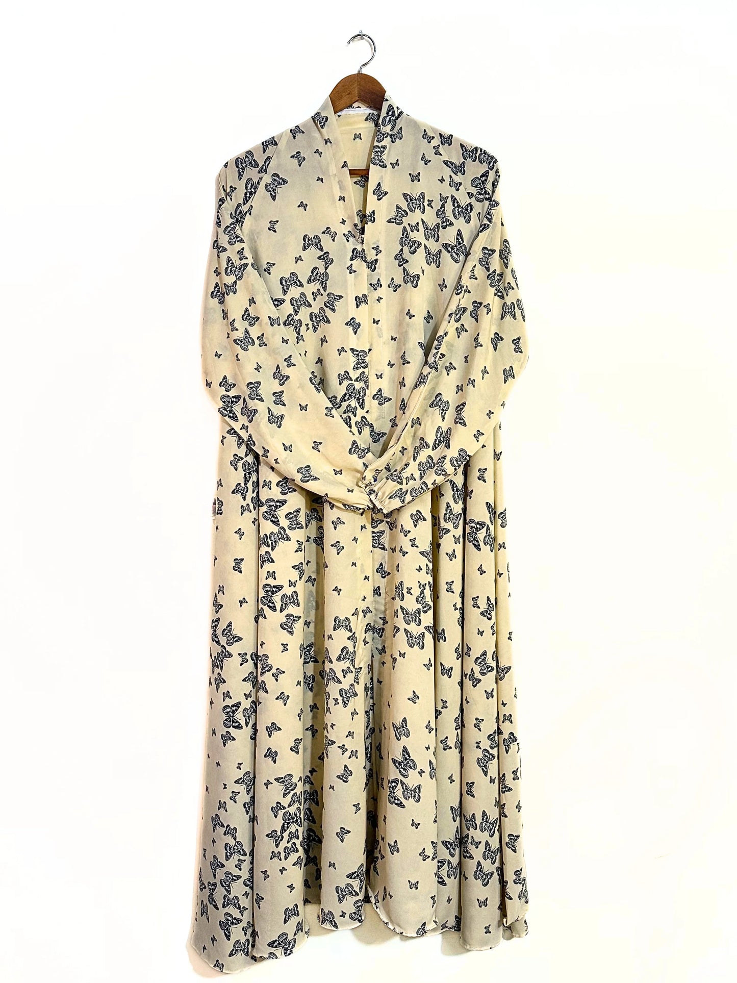 Flutter Veil Front Open Long Flair Abaya