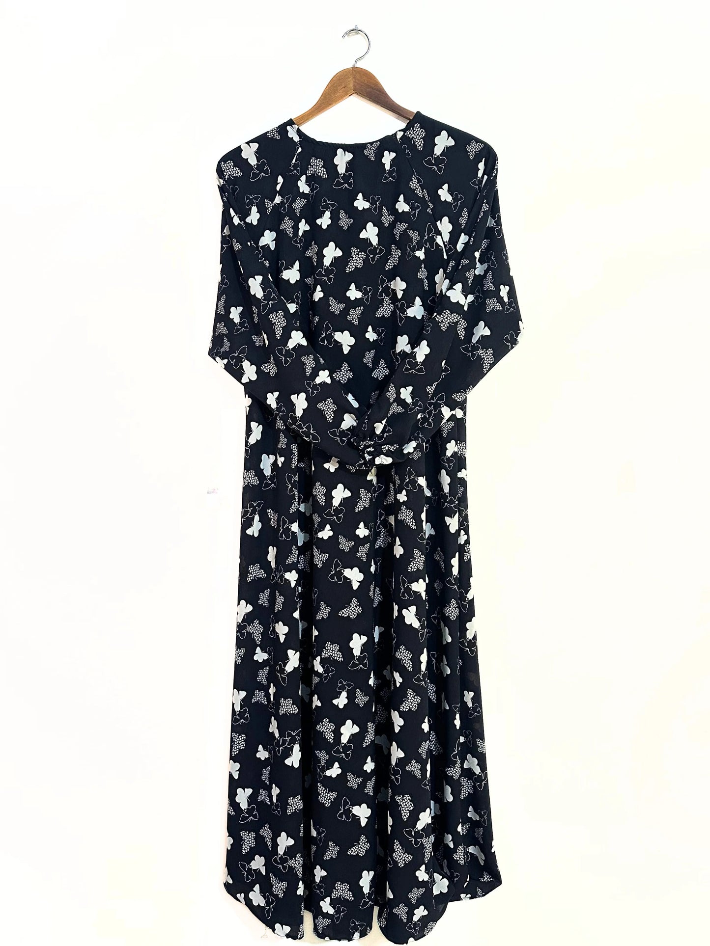Black Butterfly Print Maxi Style Abaya