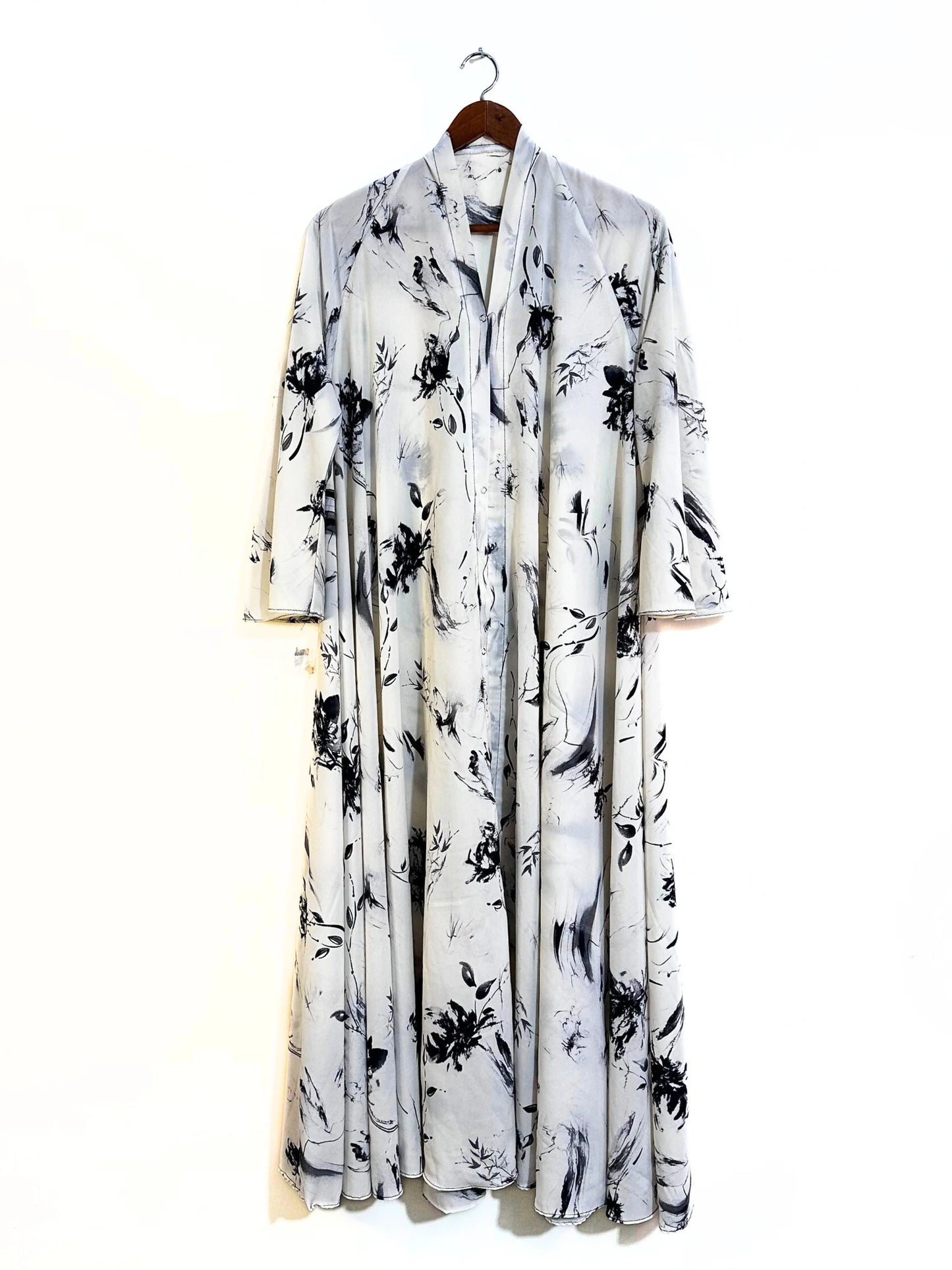 Misty Ink Front Open Long Flare Abaya