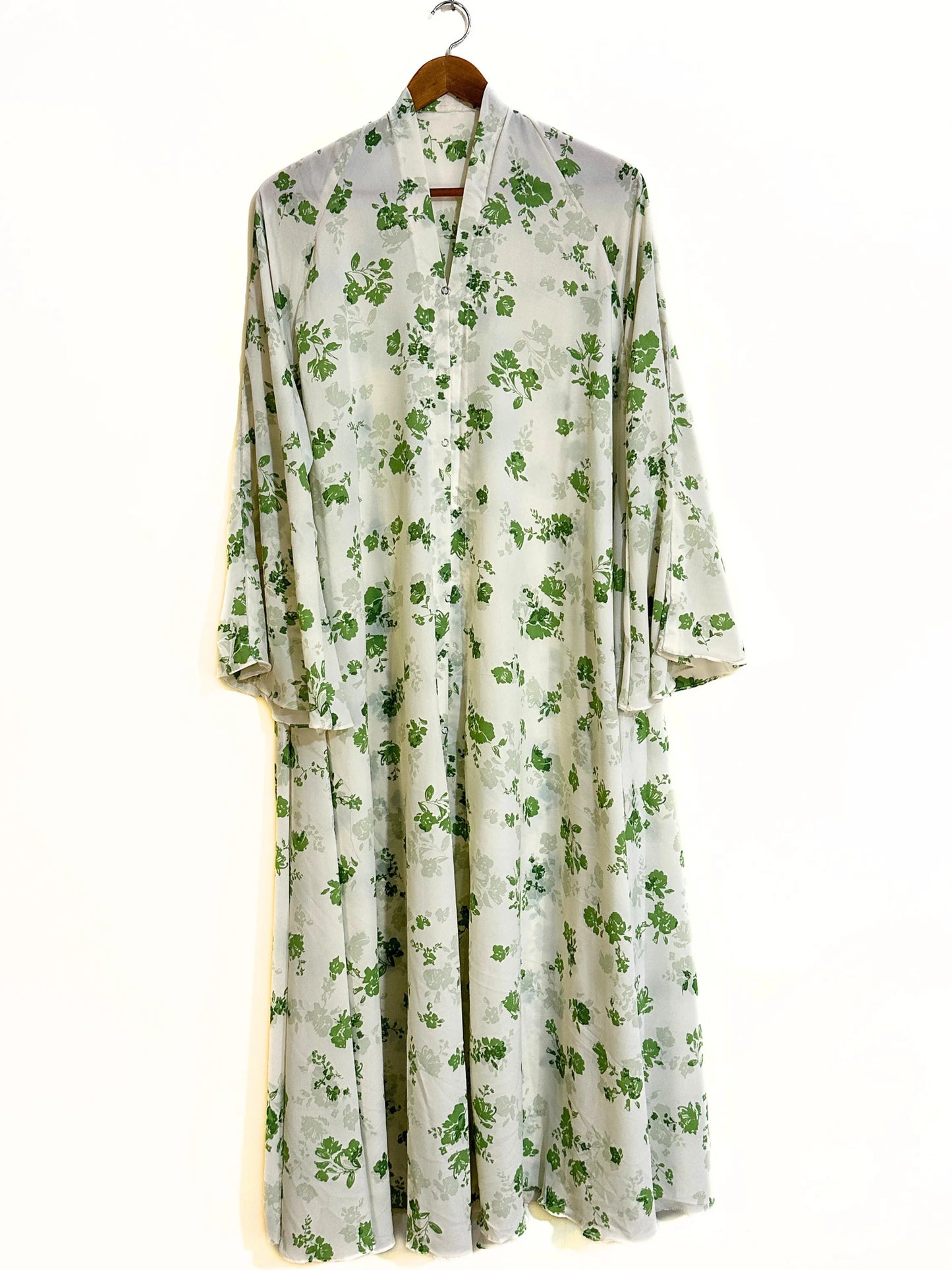 Sage Garden Front Open Long Flair Abaya