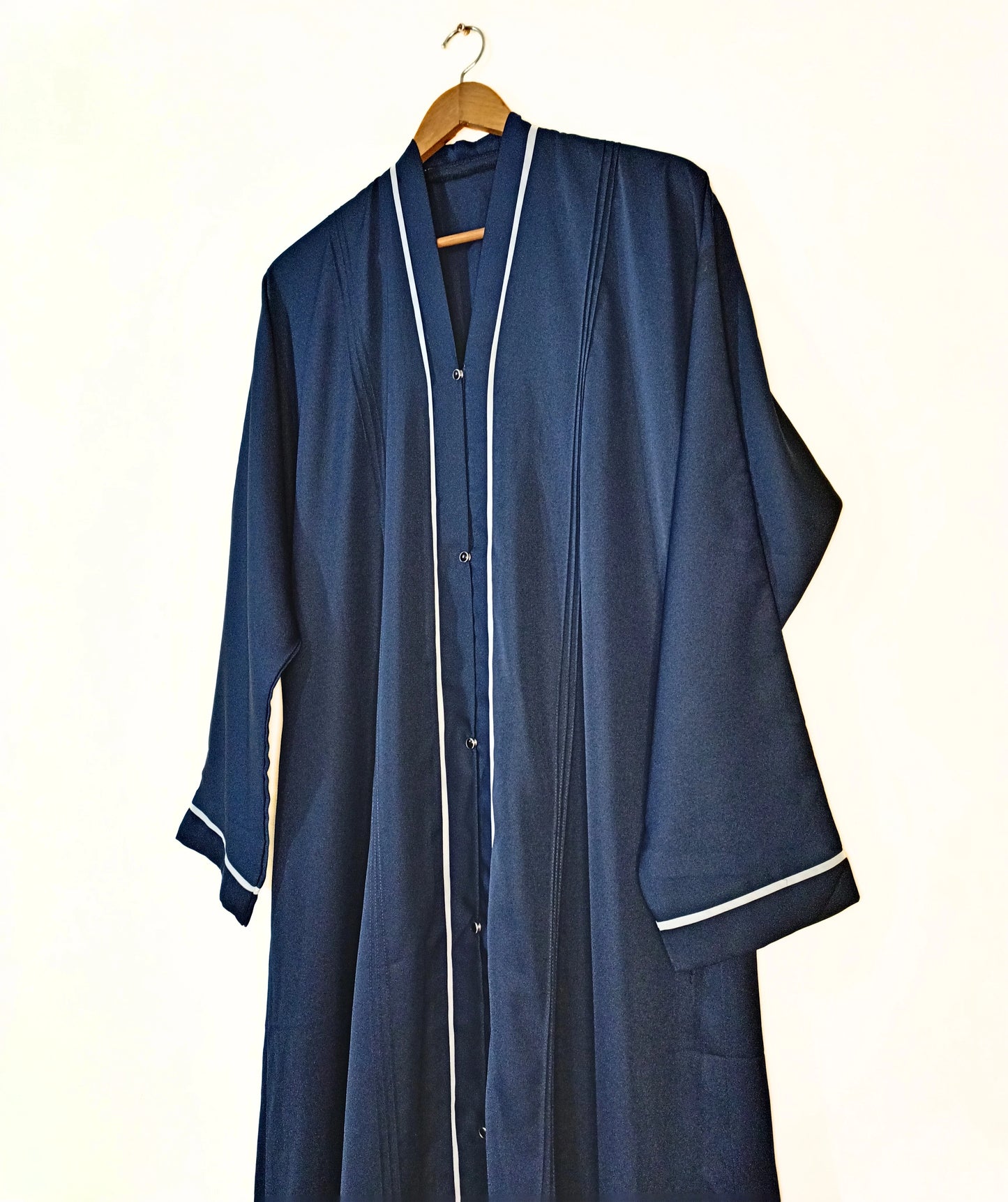 Dark Blue Nidha Abaya With White Lines