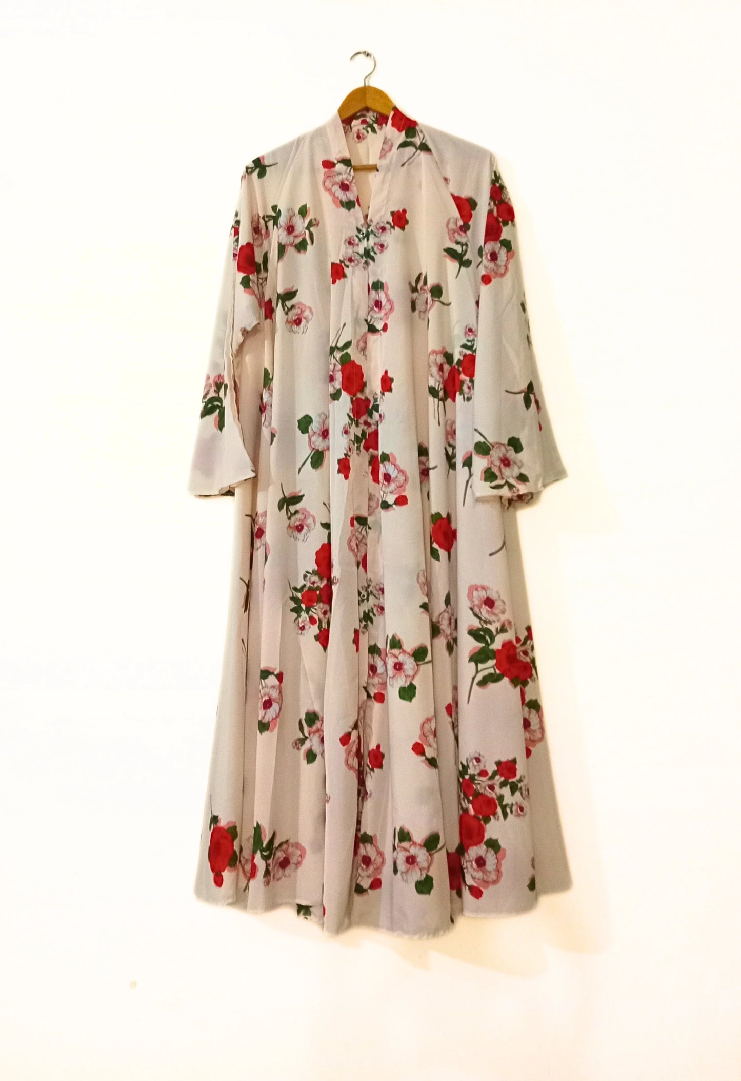 Island Flower Front Open Long Flared Abaya