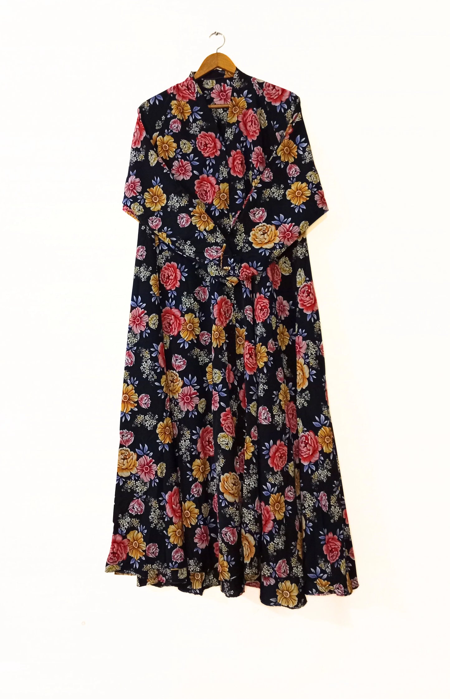 Floral Muse Front Open Long Flaired Abaya