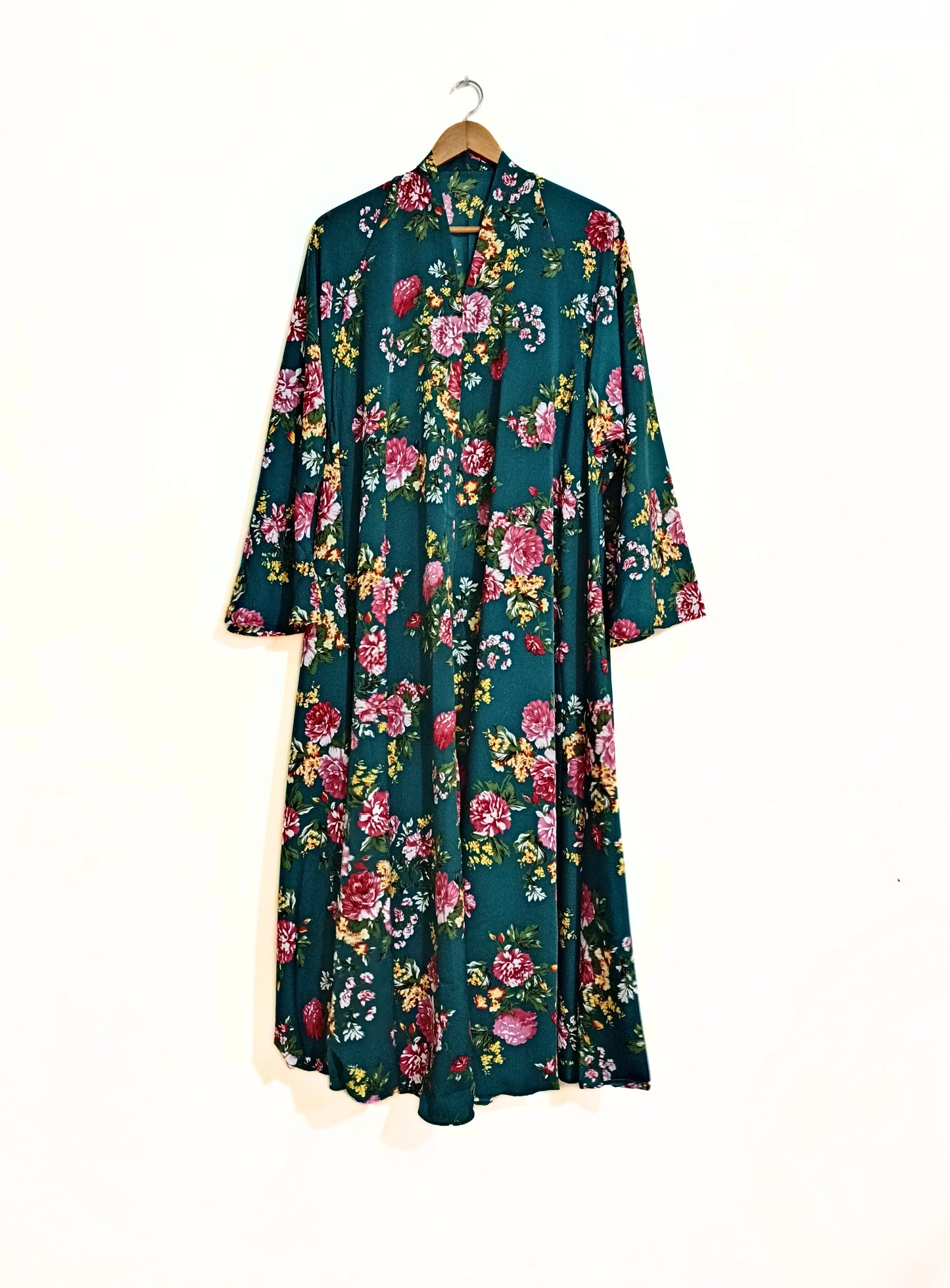 Majestic Emerald Front Open Long Flared Abaya