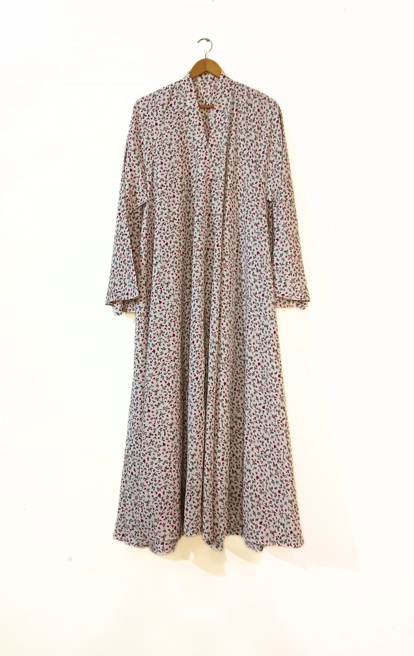 Serene Flower Front Open Long Flared Abaya