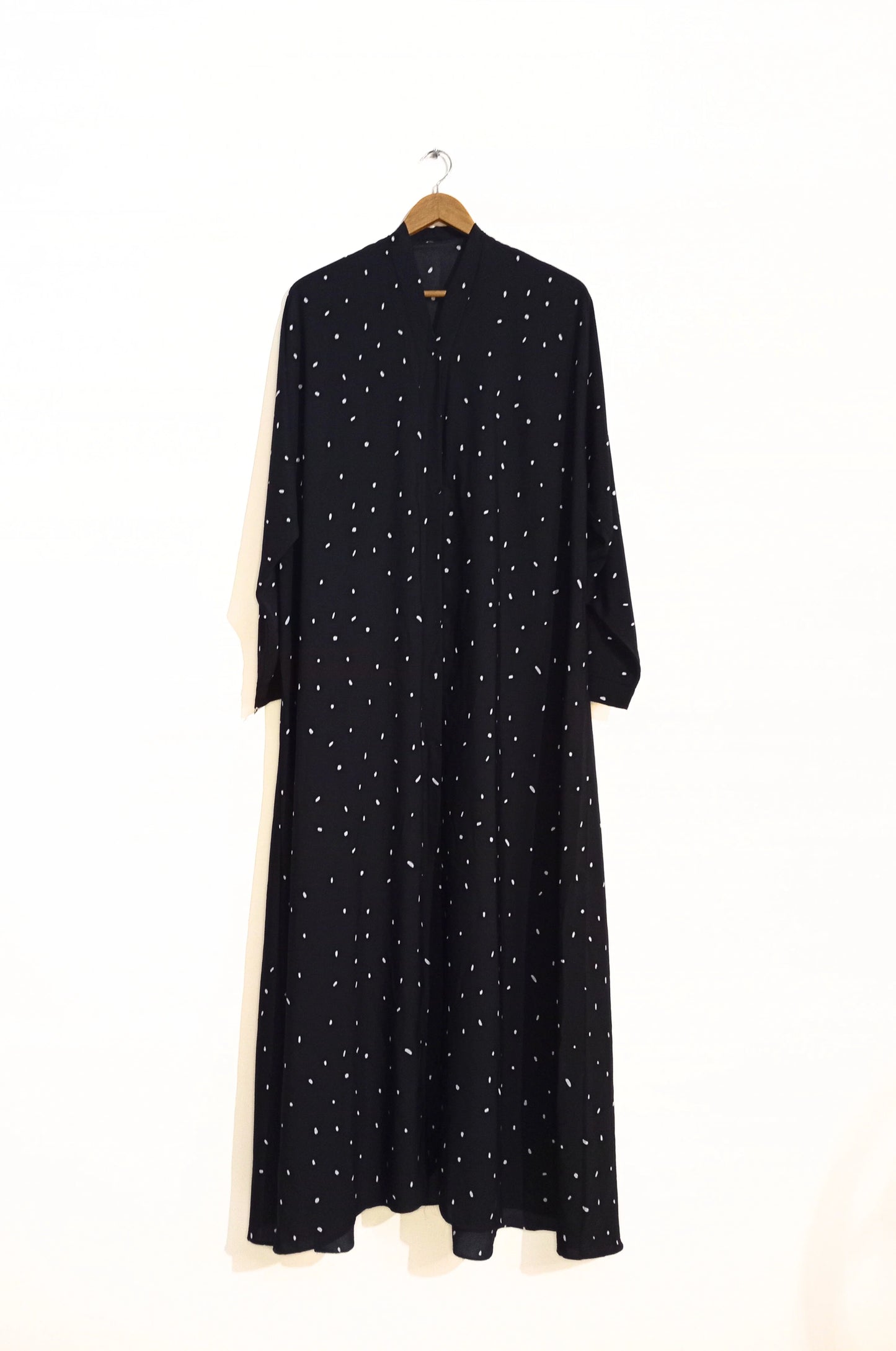 Polka Noir Front Open Abaya