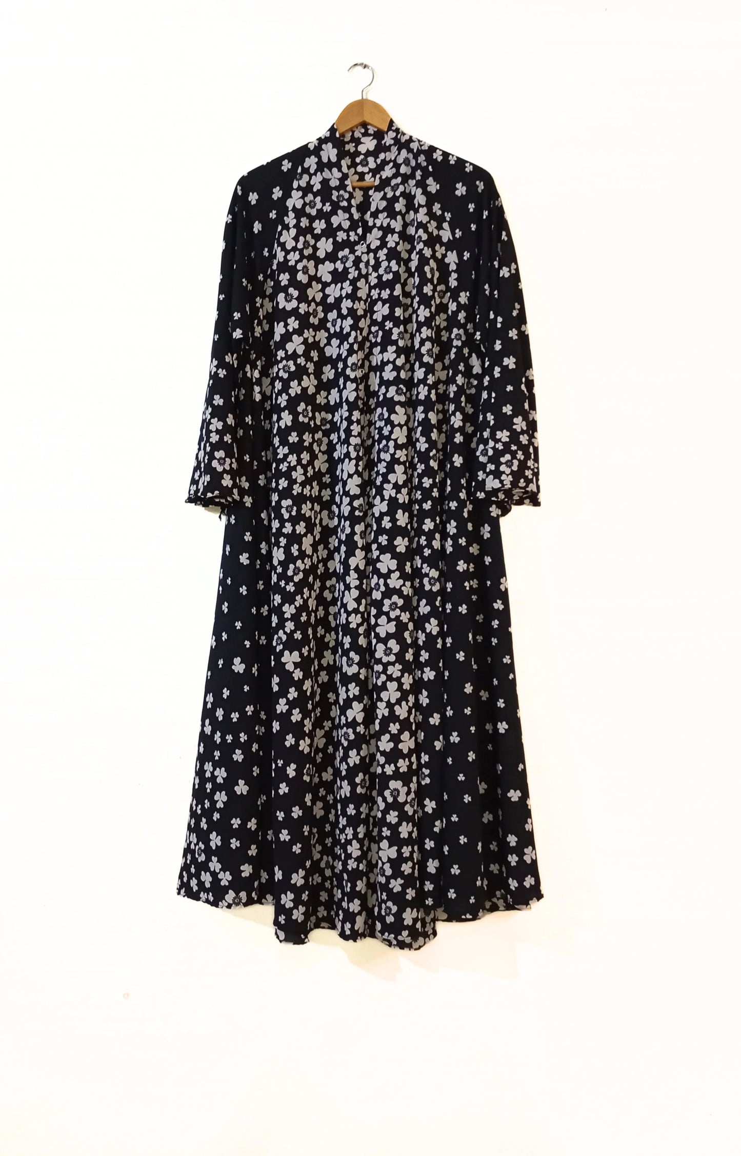 Petal Noir Front Open Long Flared Abaya