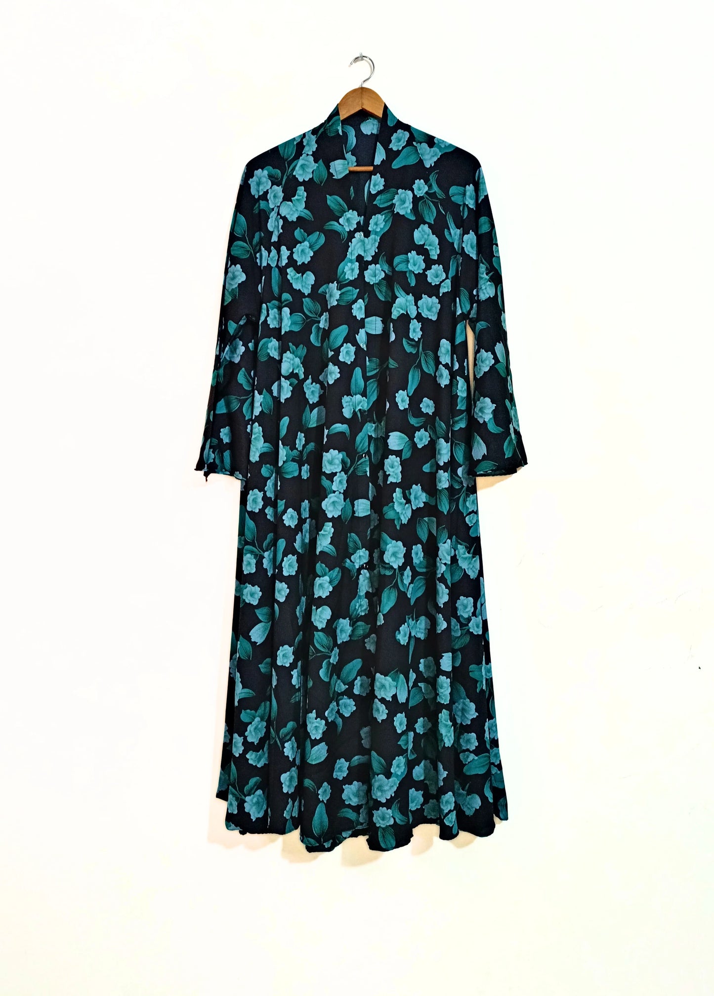 Jade Elegance Front Open Long Flair Abaya