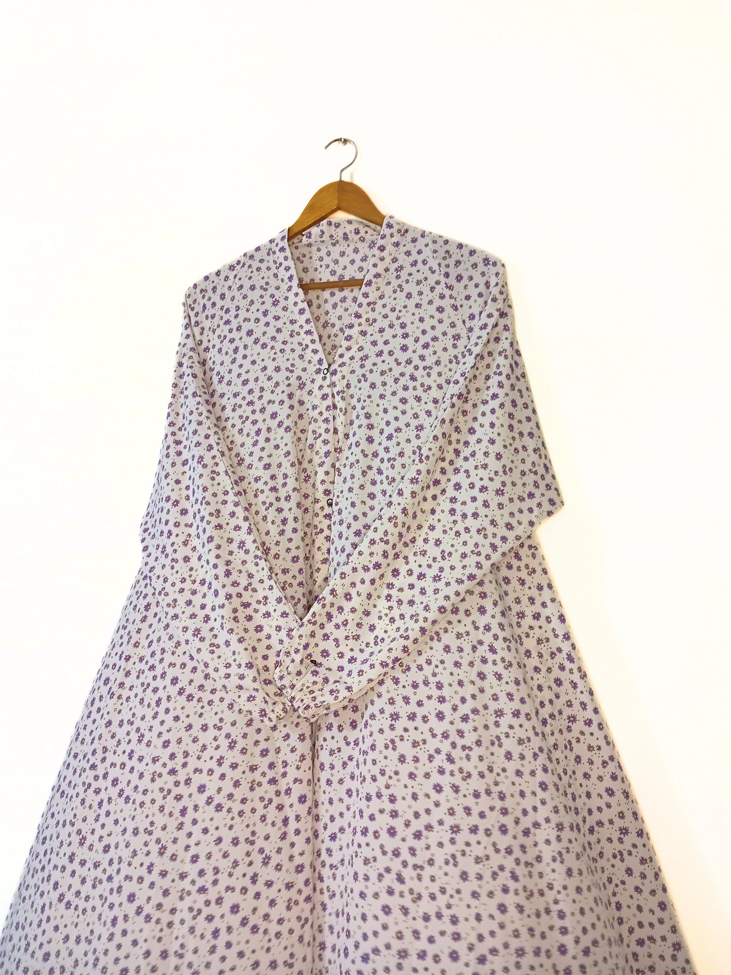 Lilac Petal Front Open Long Flair Abaya