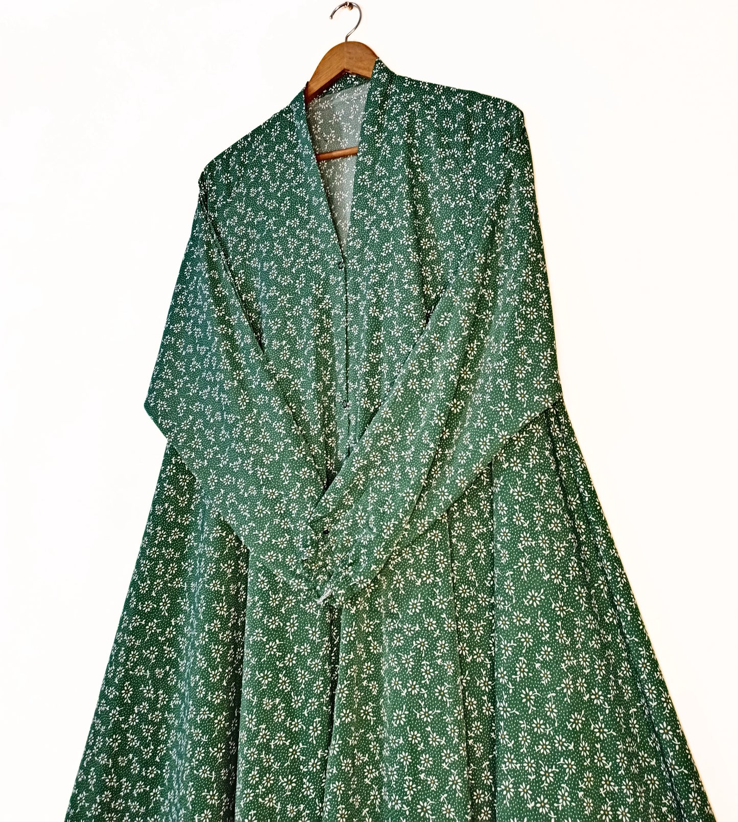Green Serenity Front Open Long Flaired Abaya
